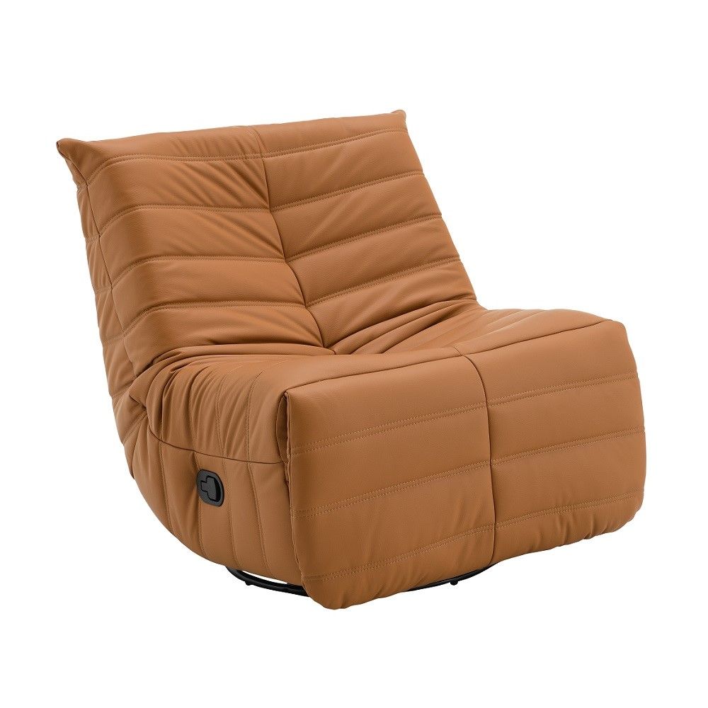 Talmon - Recliner With Swivel - Orange Synthetic Leather, orange