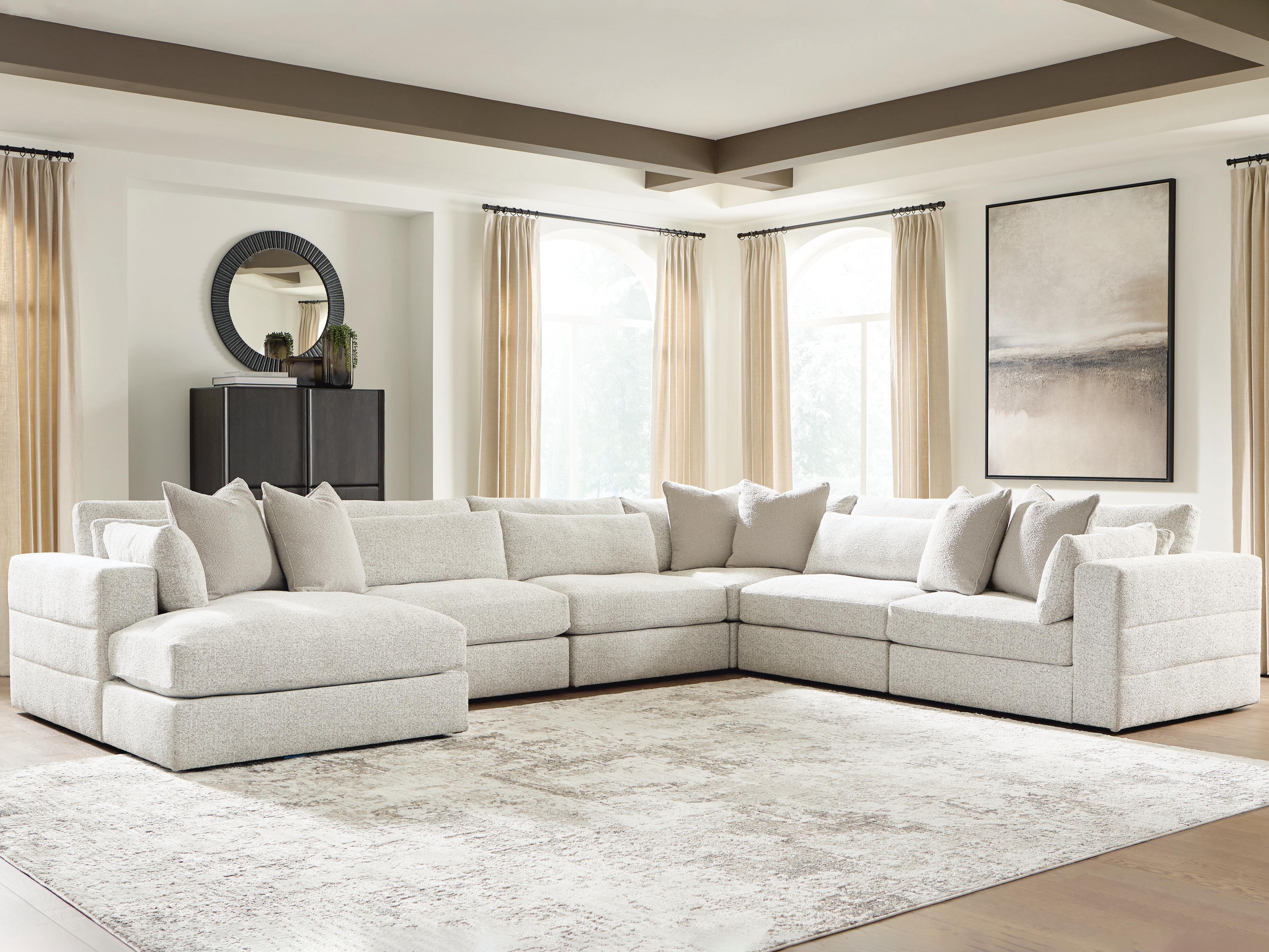 Ashley Furniture Ashbourne Estate - 6-Piece Sectional With LAF Corner Chaise - Snowstone - Image 2