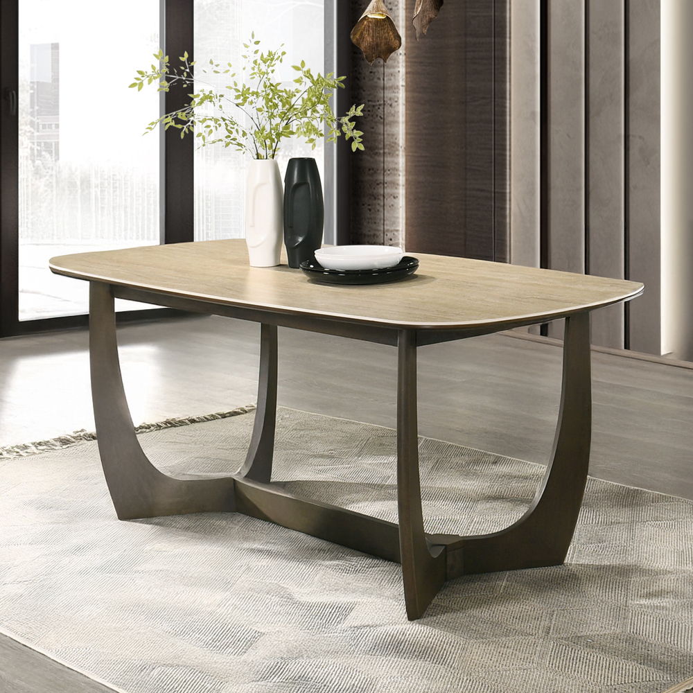 Davita - Dining Table With Ceramic Top - Walnut, light brown