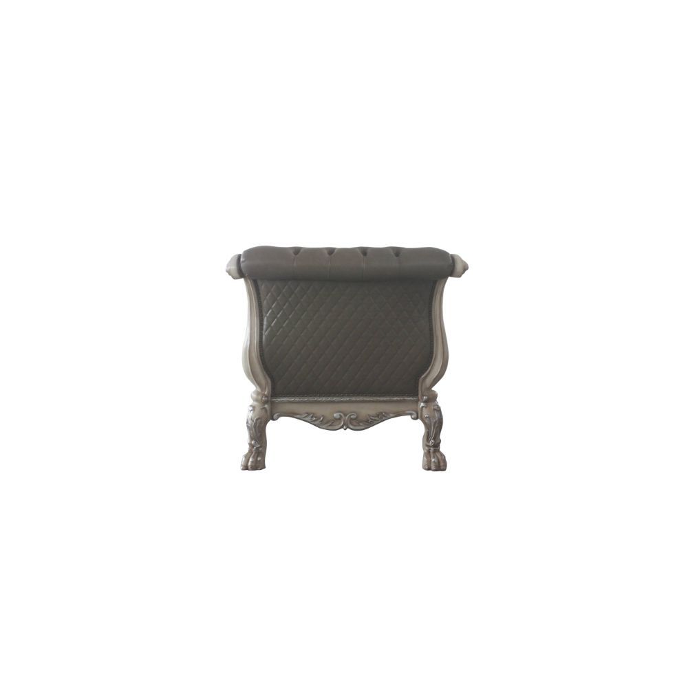 Dresden - Chaise With Pillow - Namibia Synthetic Leather & Vintage Bone White, dark gray, view 3