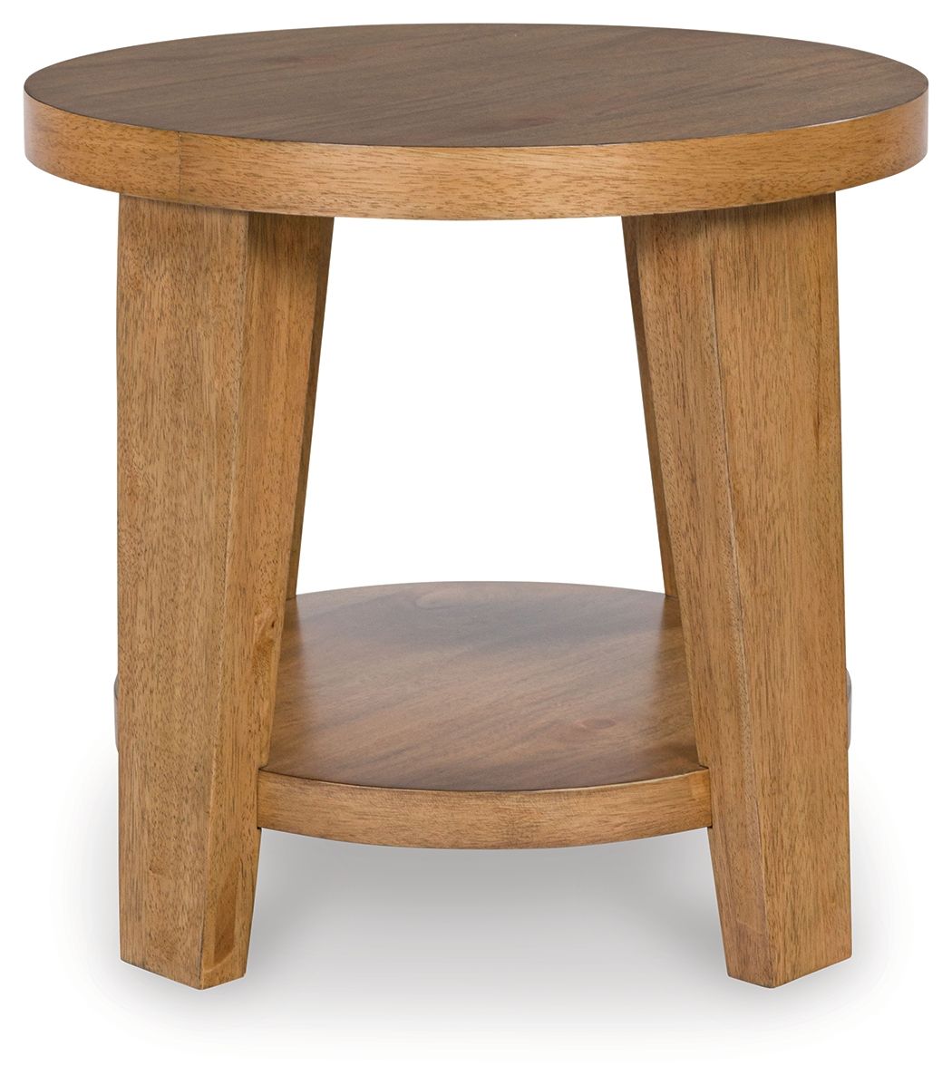 Ashley Furniture Kristiland - Round End Table - Light Brown - Image 4
