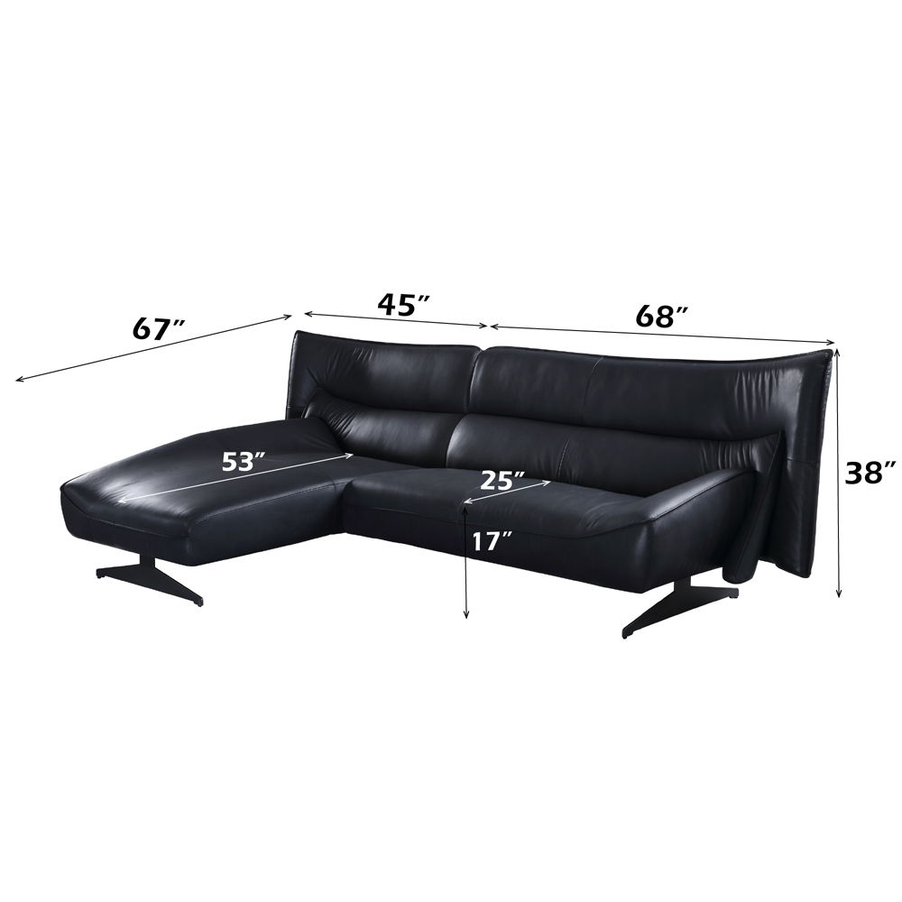 Maeko - Sectional Sofa - Dark Gray Top Grain Leather, dark gray, view 2
