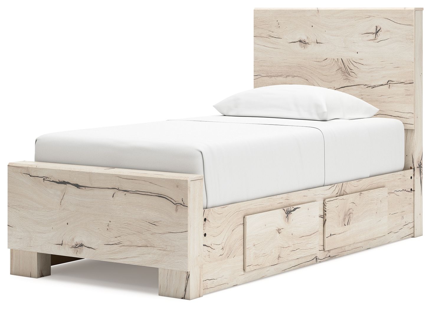 Ashley Furniture Lawroy - 8 Pc. - Dresser, Mirror, Chest, Twin Panel Bed With 2 Under Bed Storage Units - Light Natural - Image 11