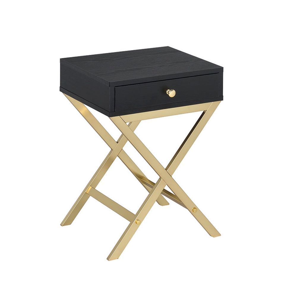 Coleen - Accent Table - Black & Brass, black