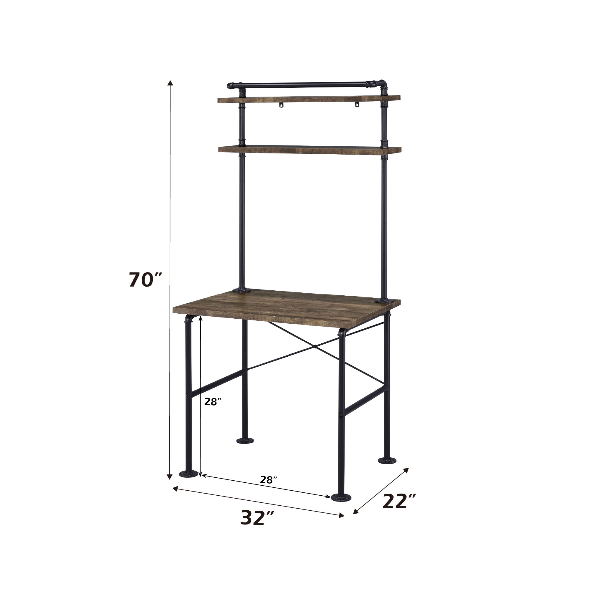 Ensata - Writing Desk - Rustic Oak & Black, black, view 3