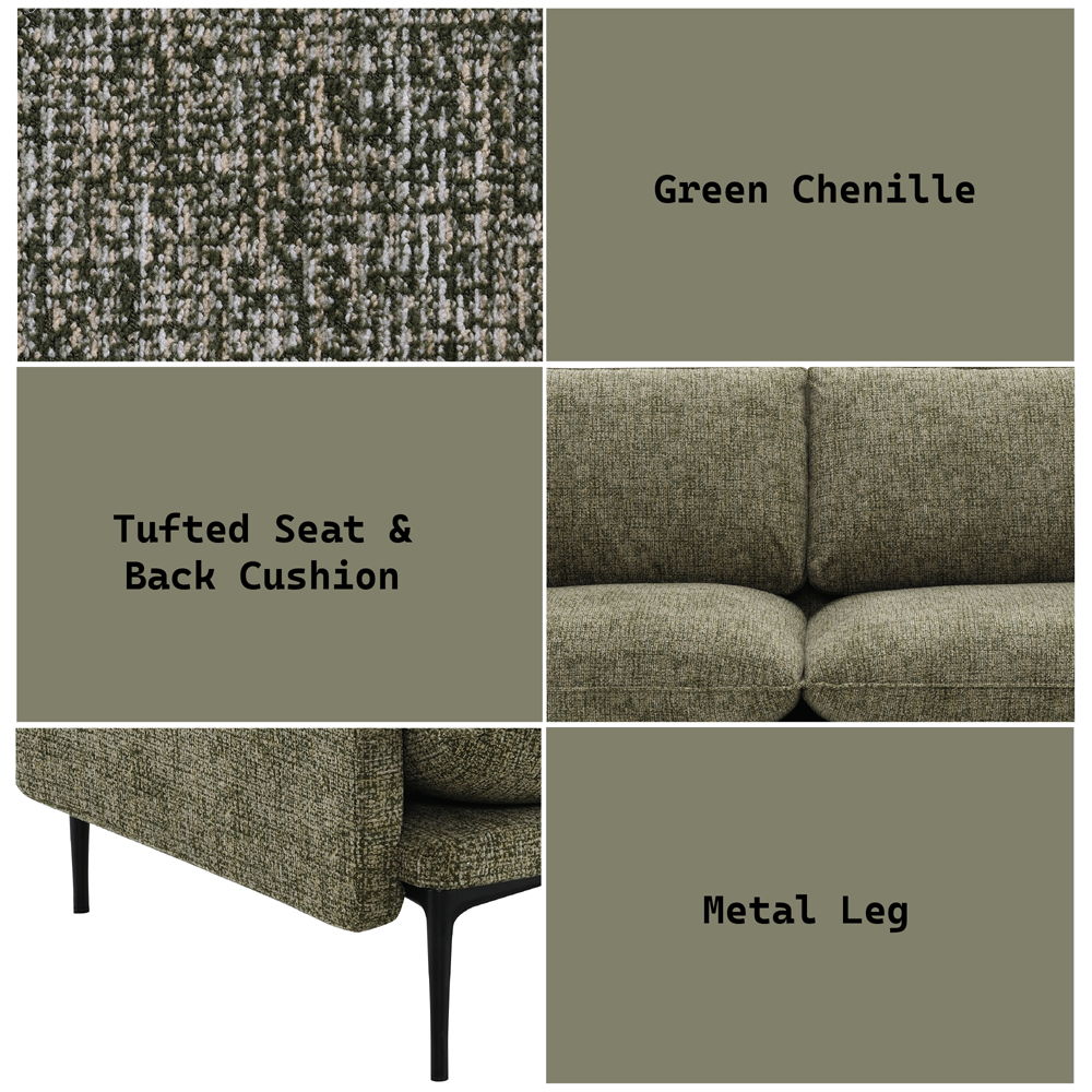 Dalton - Sofa With 2 Pillows - Green, green, view 7