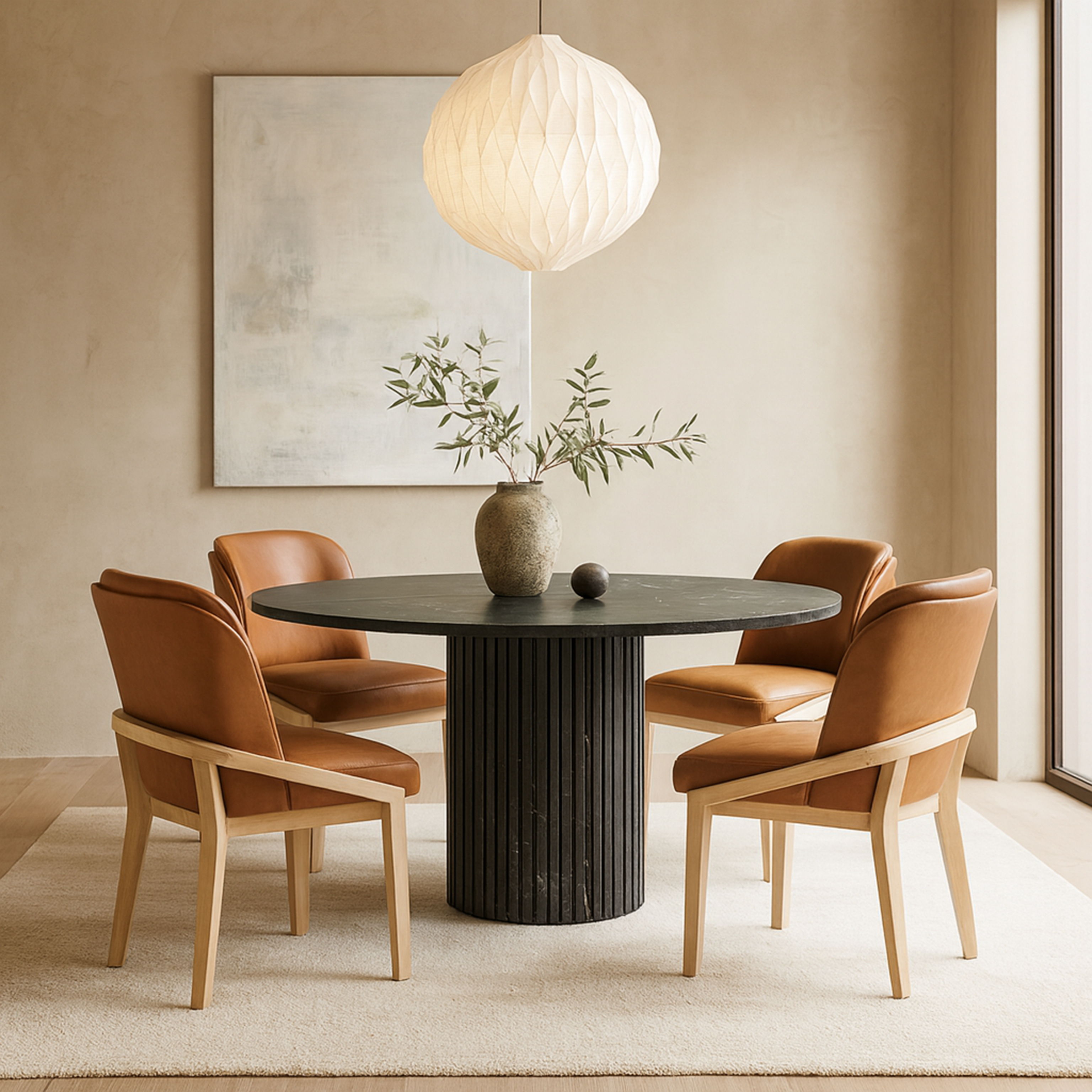 Navo - Vegan Leather Upholstered Dining Chair - Cognac