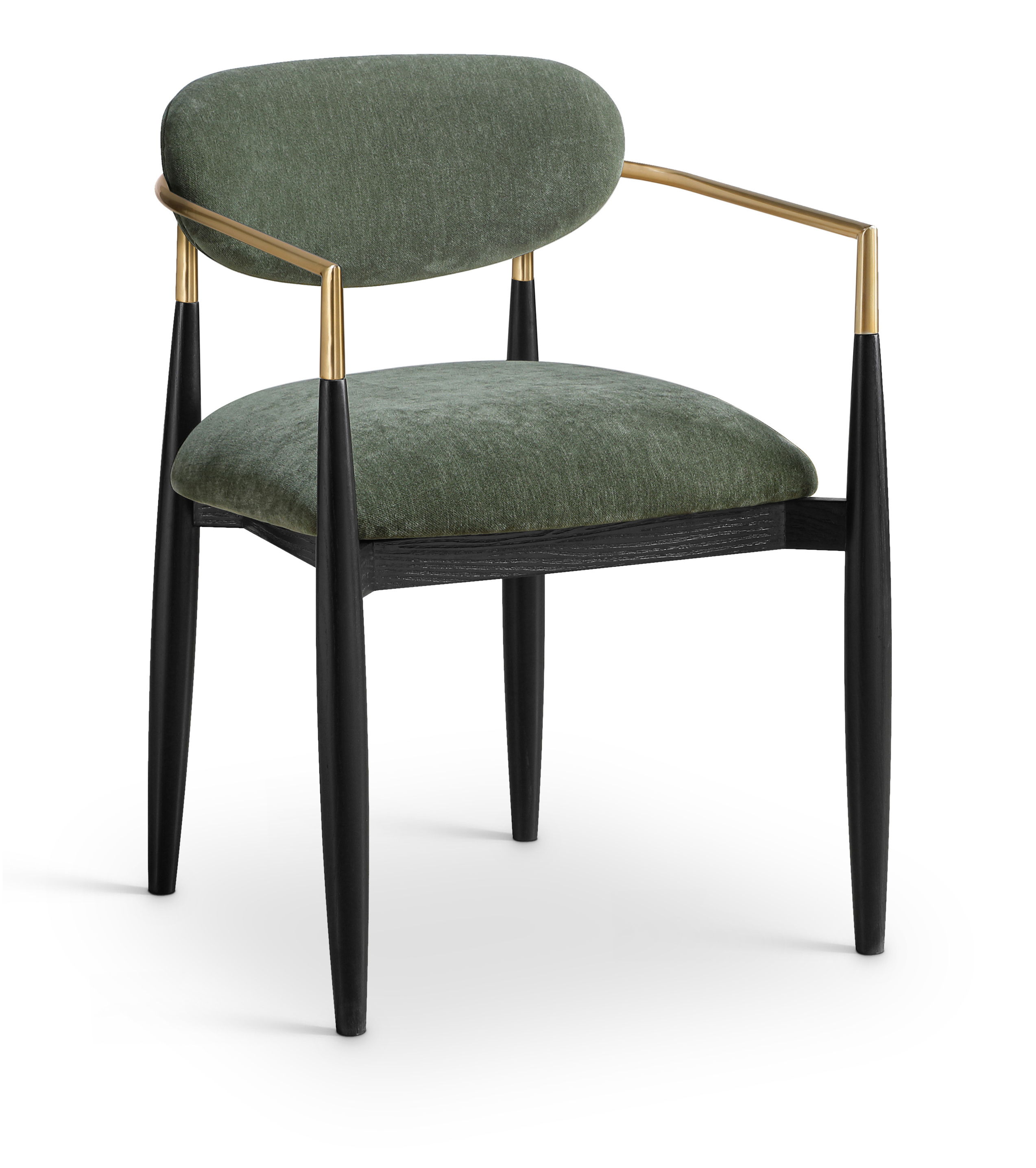 Riccio - Performance Fabric Upholstered Dining Arm Chair (Set of 2) With Black Legs - Olive
