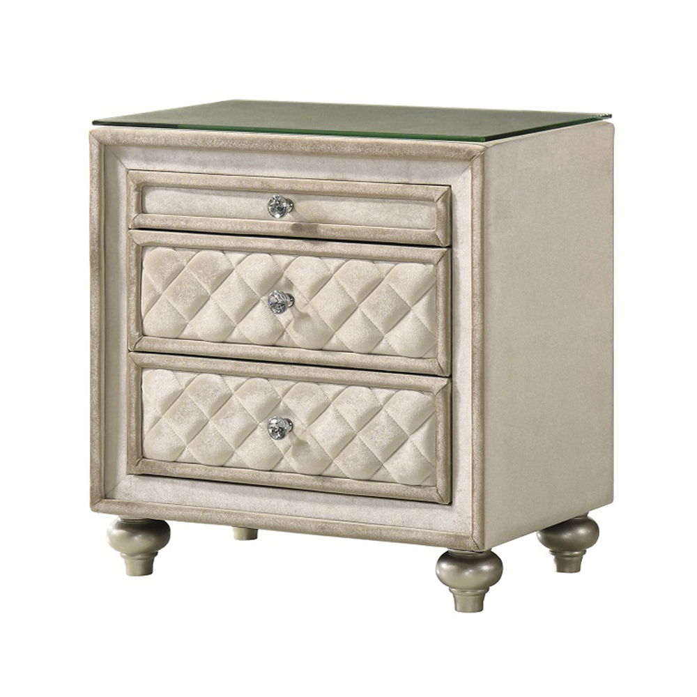 Lucienne - Nightstand - Beige Velvet, beige, view 2