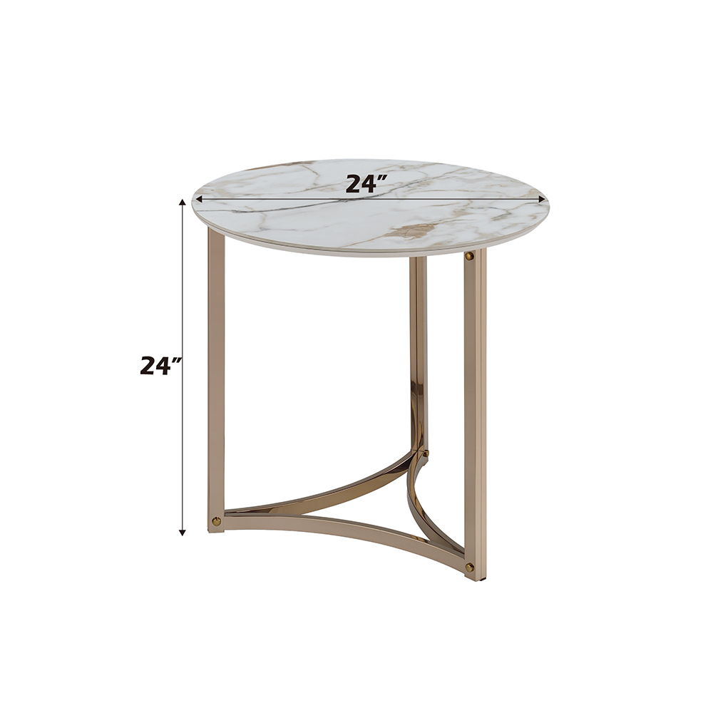 Zaidee - 23.5" End Table - Sintered Stone & Champagne, gold, view 3