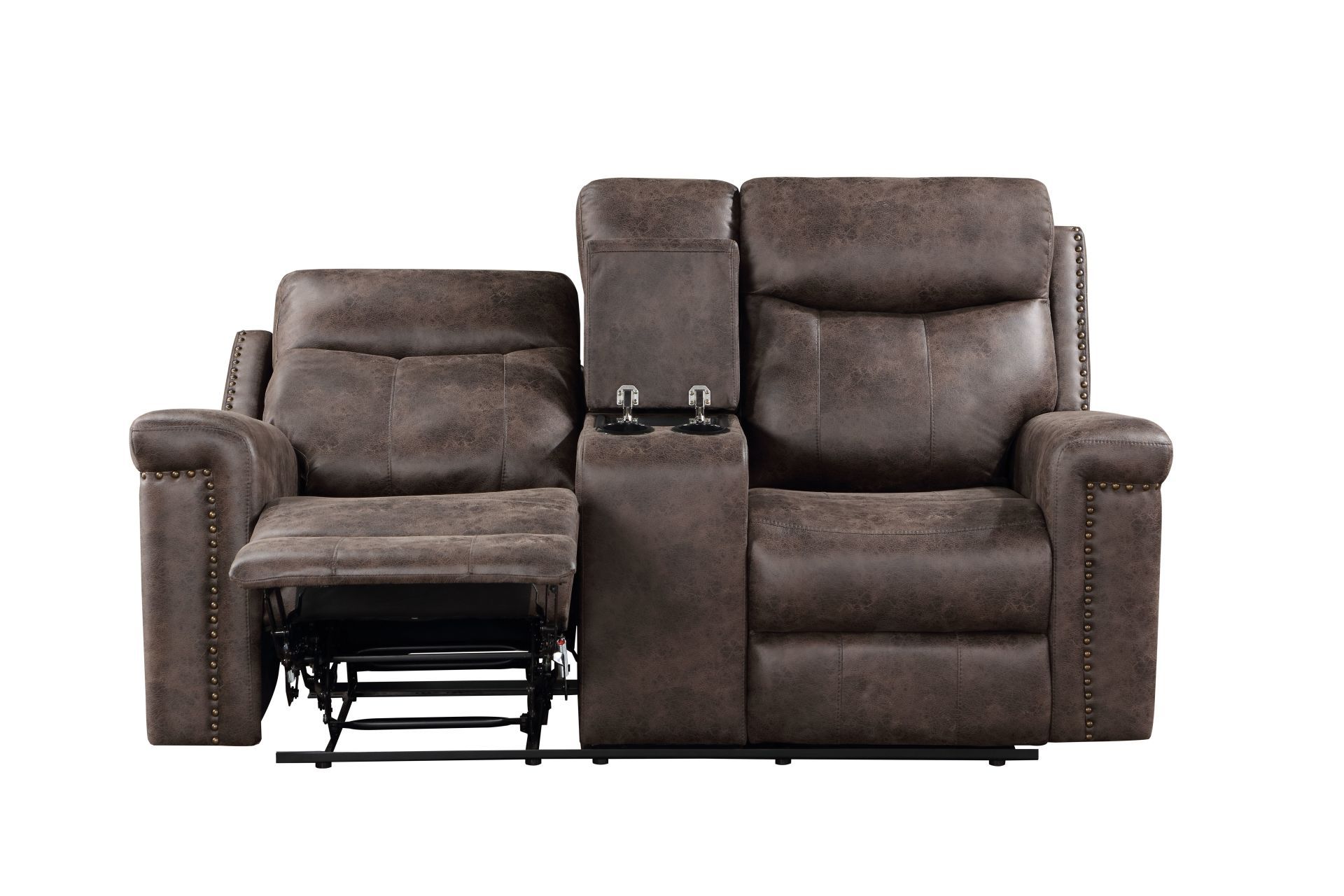 Quade - Console Loveseat With Dual Recliners - Mocha, dark brown, view 5