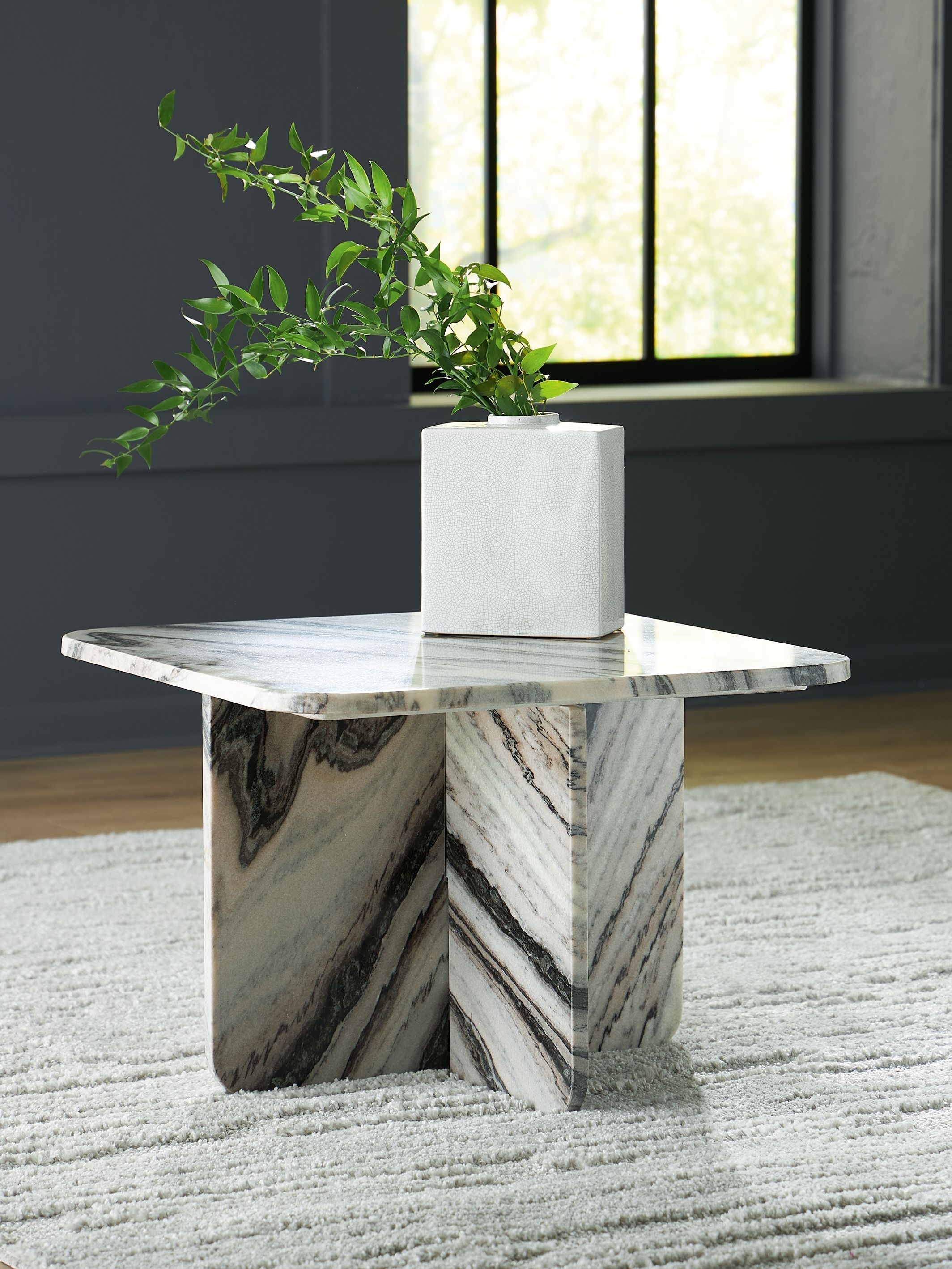 Ashley Furniture Baretton - 18" Accent Cocktail Table - Black / White / Taupe - Image 2