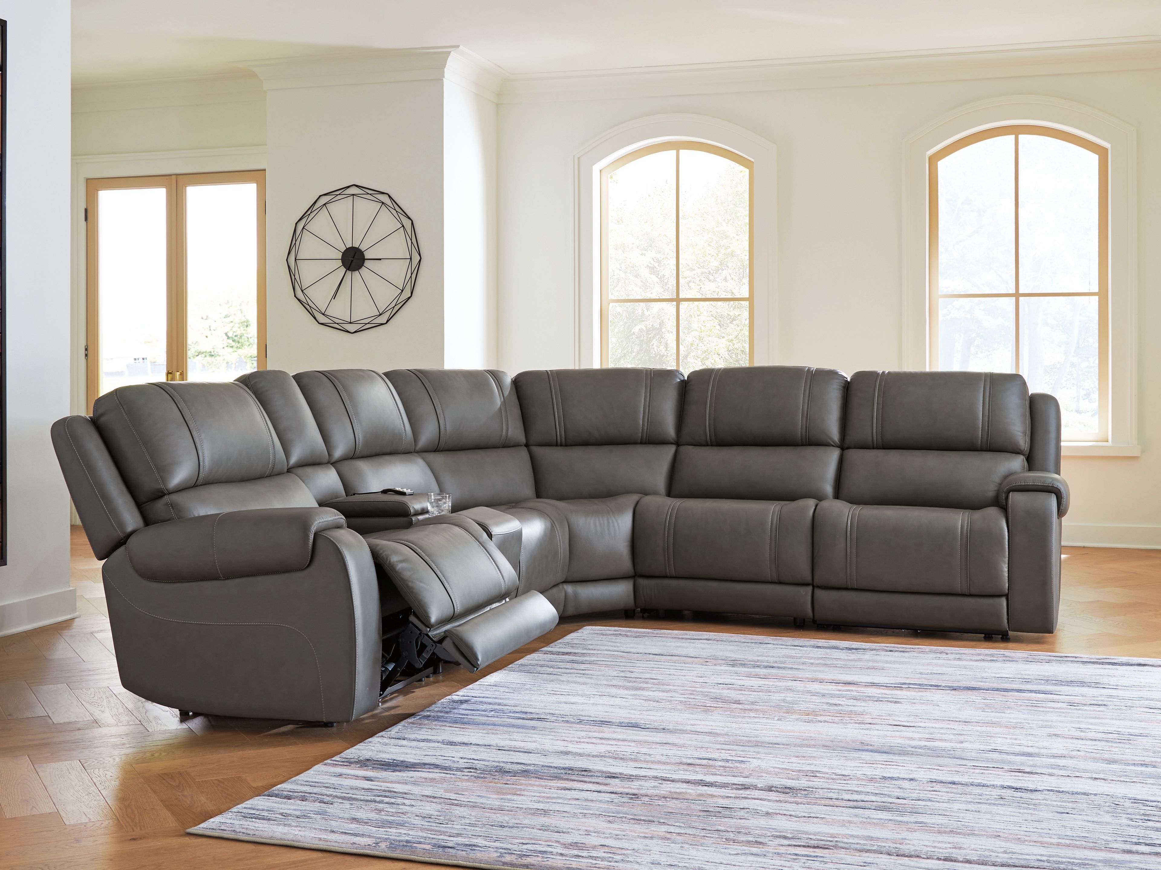 Ashley Furniture 5Z - Pittson - 6-Piece Power Reclining Sectional With Storage Console - Anchor - Image 6