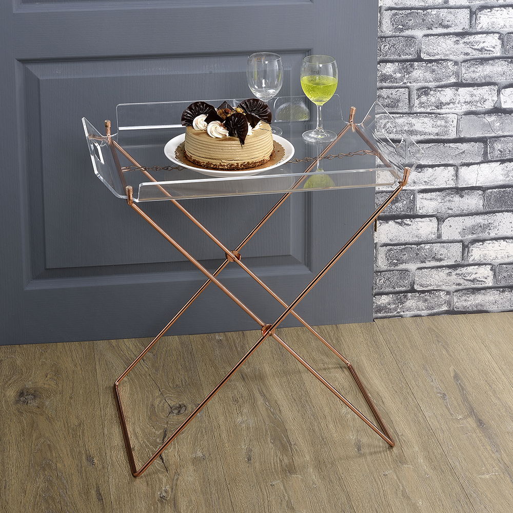 Cercie - Tray Table - Clear Acrylic & Copper, beige