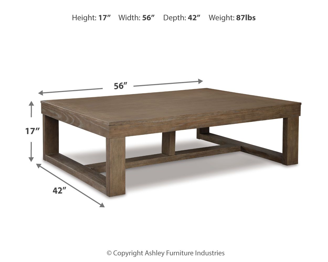 Ashley Furniture Cariton - Rectangular Cocktail Table - Gray - Image 4