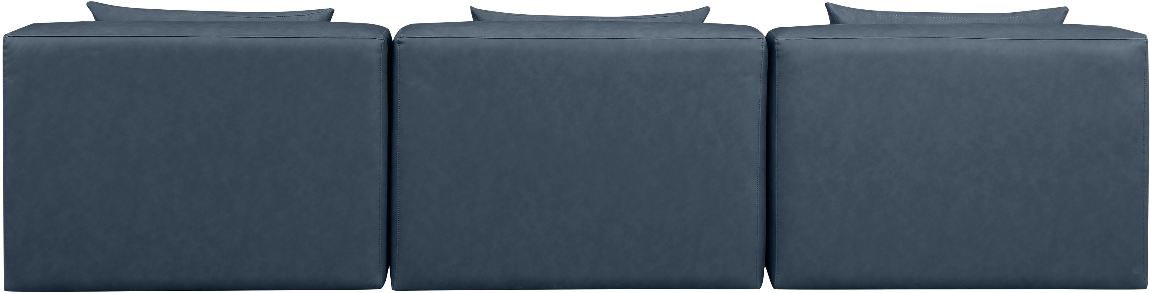 Cube - Modular 3 Piece Armless Sofa - Navy Blue