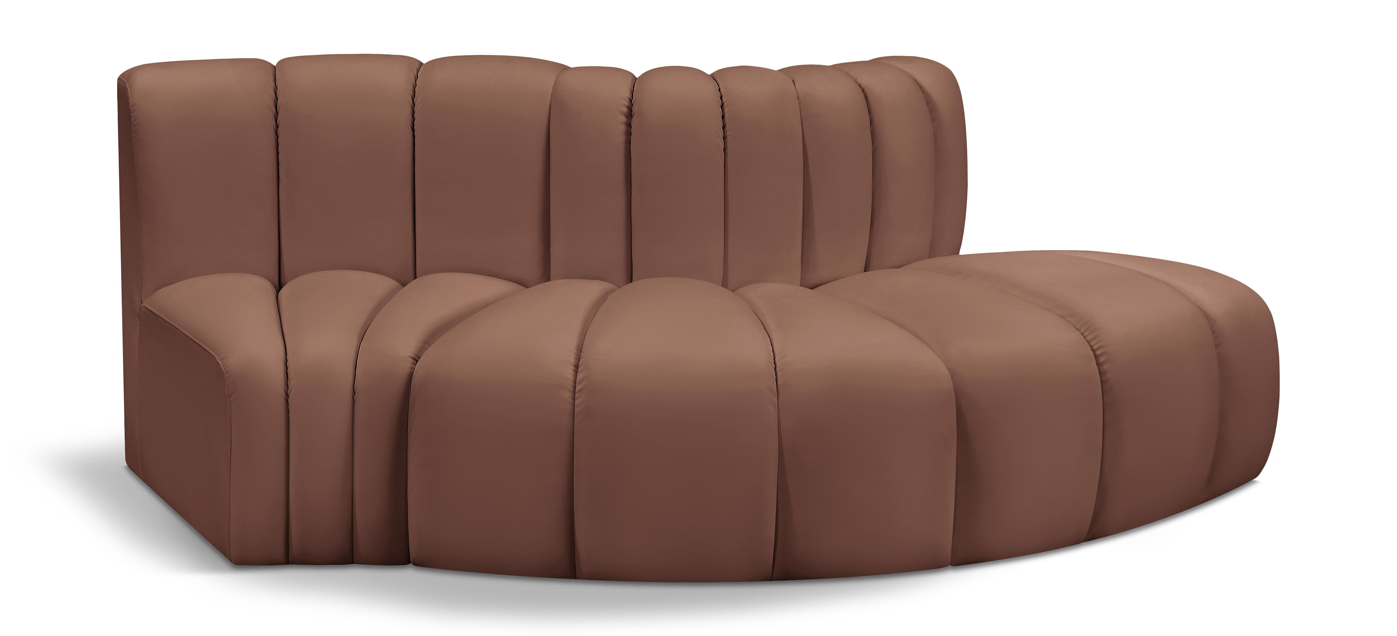 Arc - Faux Leather 3 Piece Modular Sofa - Cognac