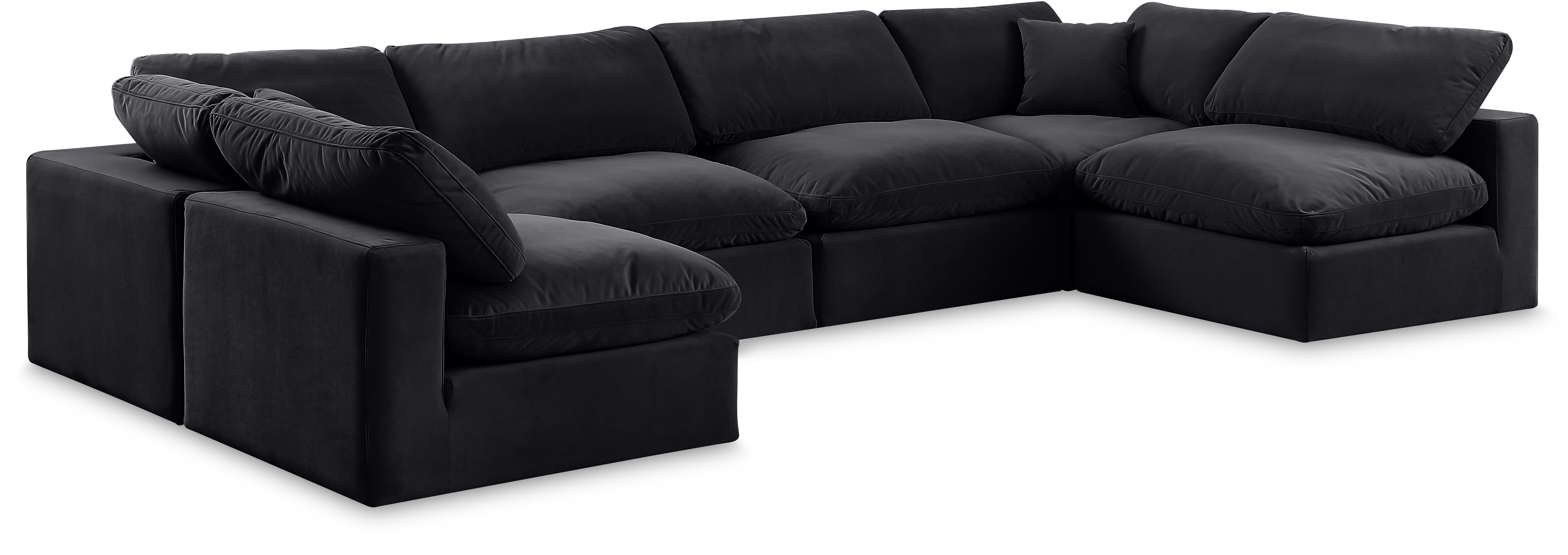 Comfy - 6 Piece Velvet Modular Armless Sectional - Black