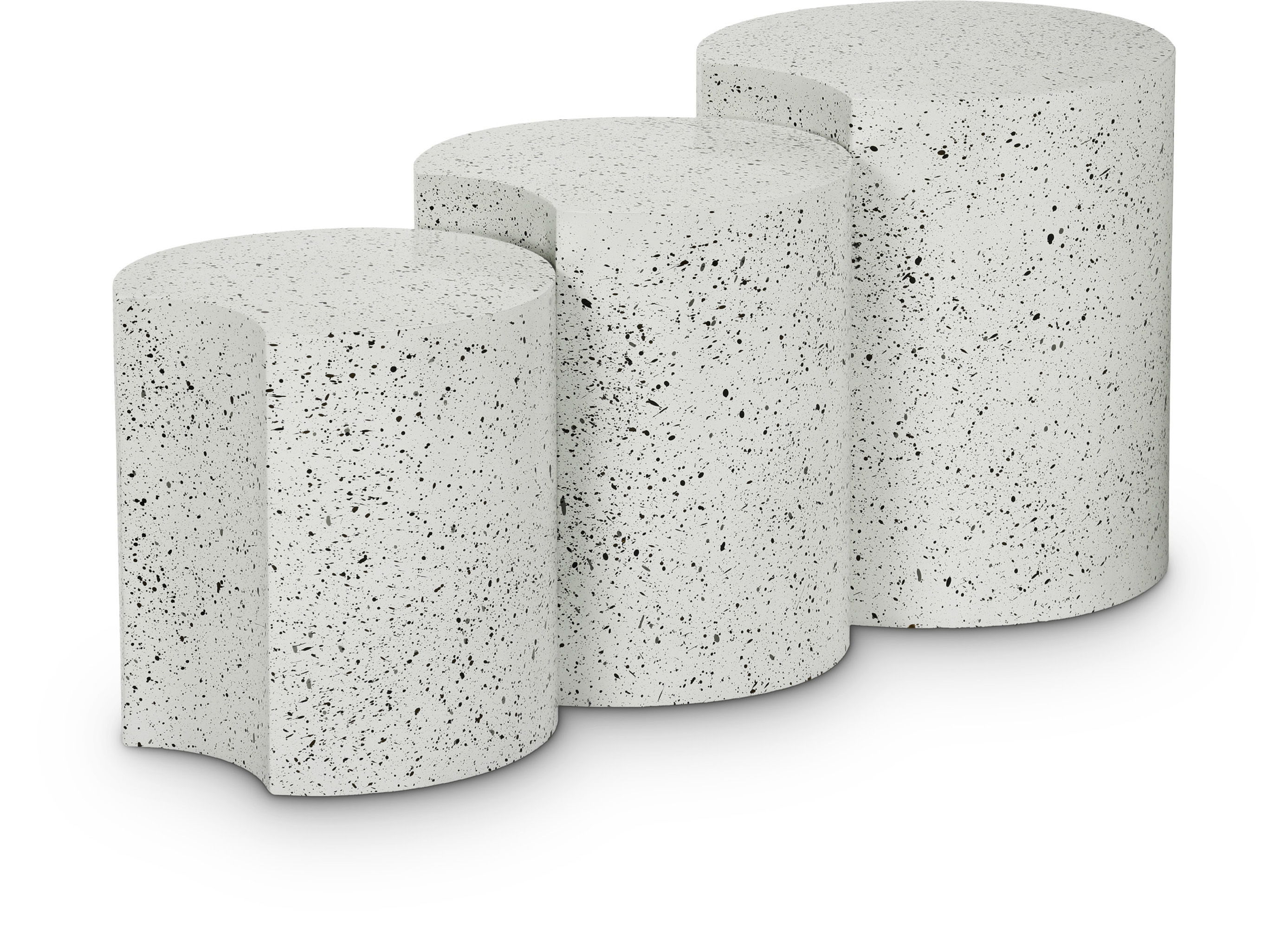 Dimple - 3 Piece Modular End Table - White Terazzo