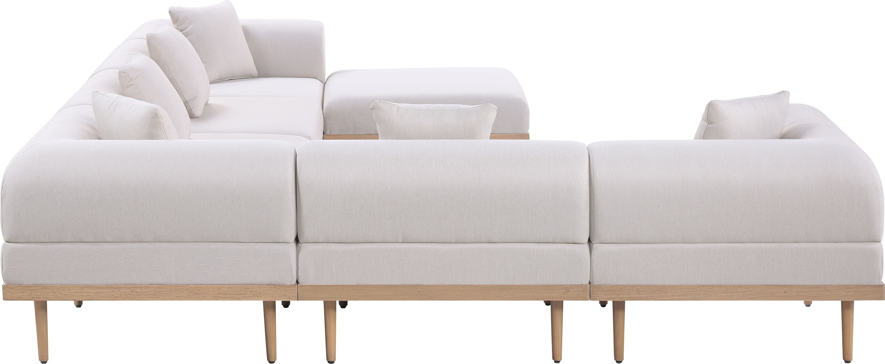 Laguna - 7 Piece Resilient Water Resistant Fabric 142" Upholstered Outdoor Patio Modular Sectional - Beige