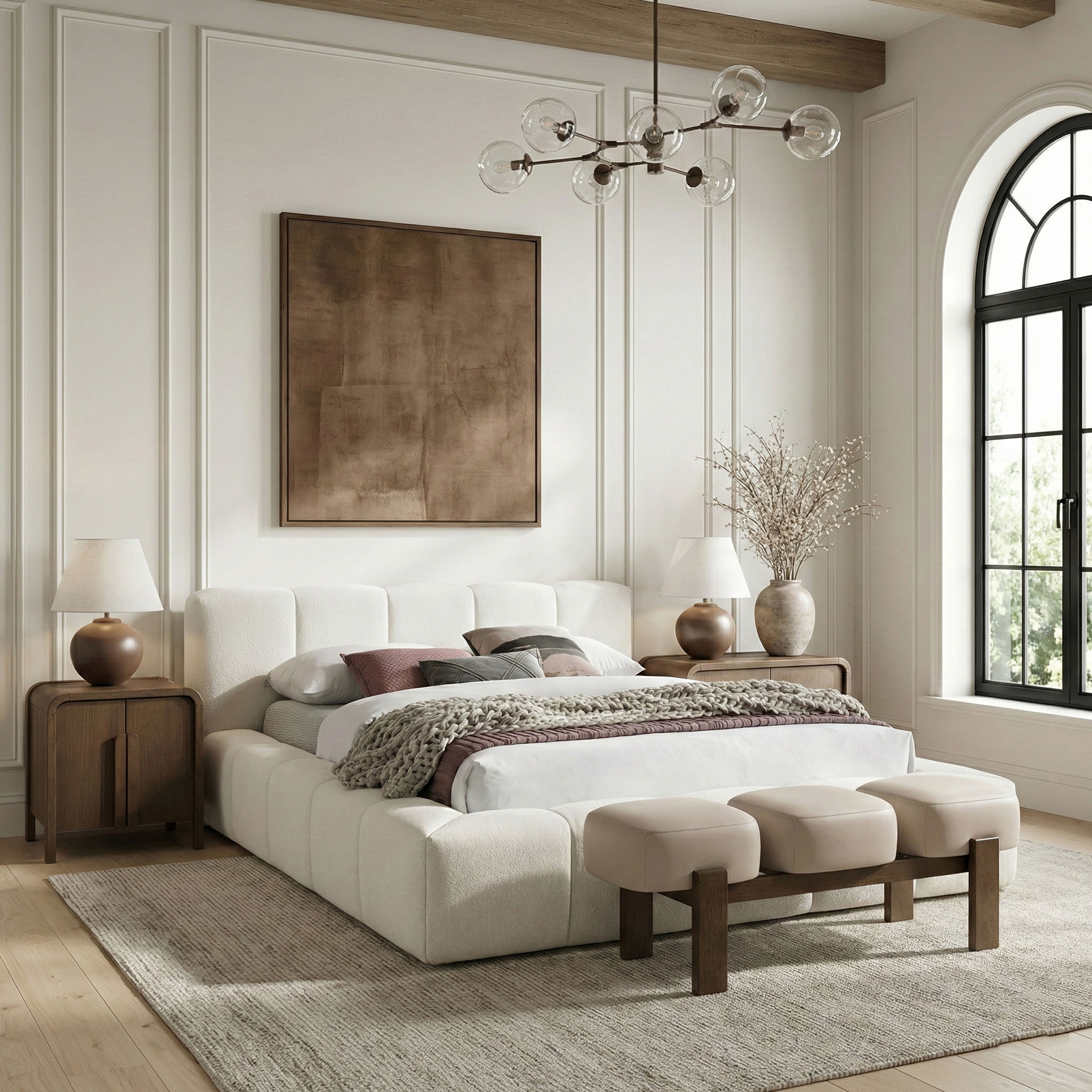 Woodcrest - Vegan Leather Upholstered Bench - Beige