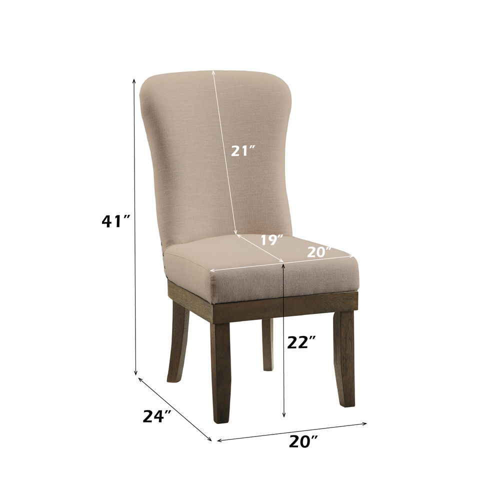 Landon - Side Chair (Set of 2) - Beige Linen & Salvage Brown, beige, view 4