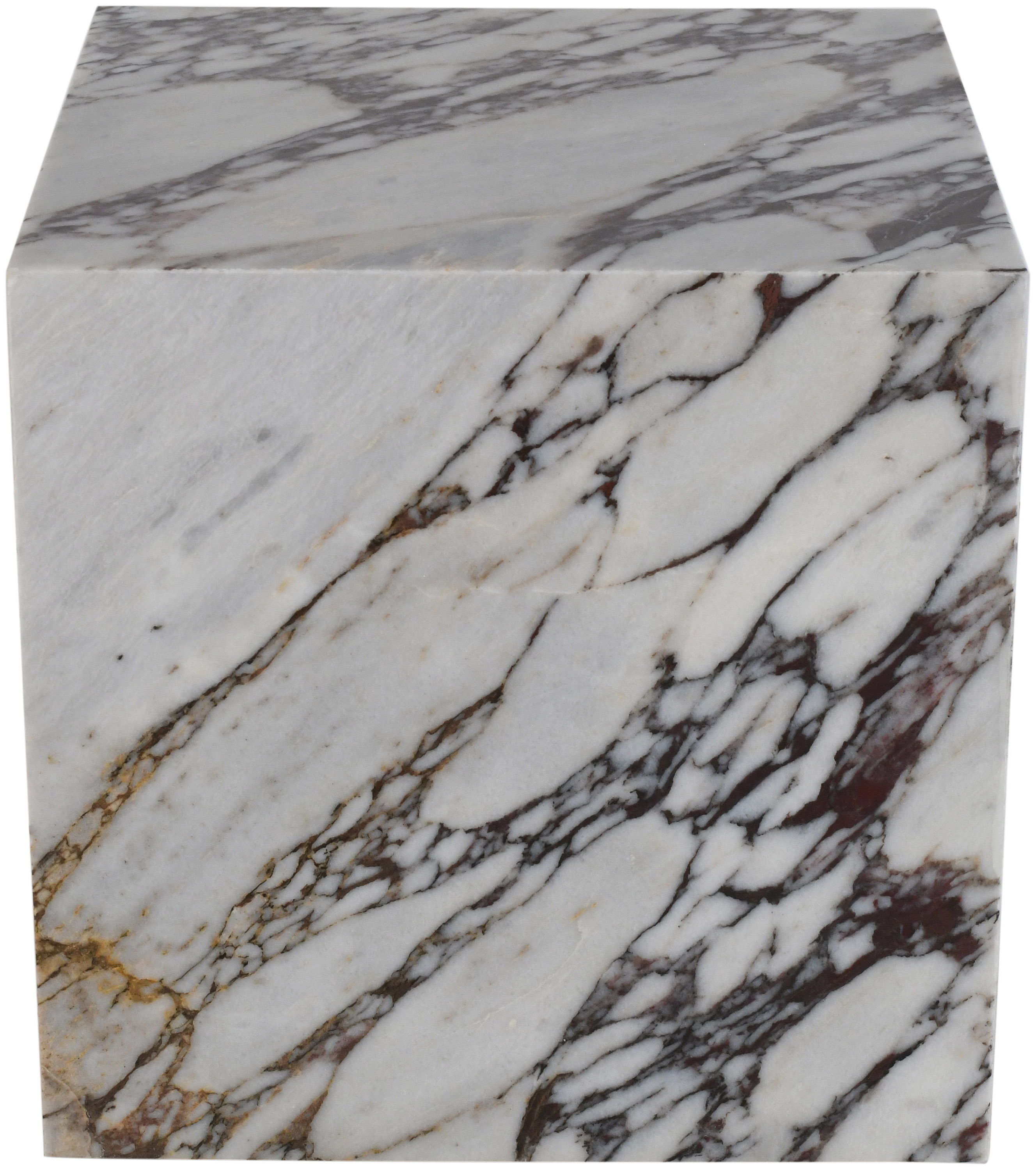 Bolzano - Marble End Table - White / Gray