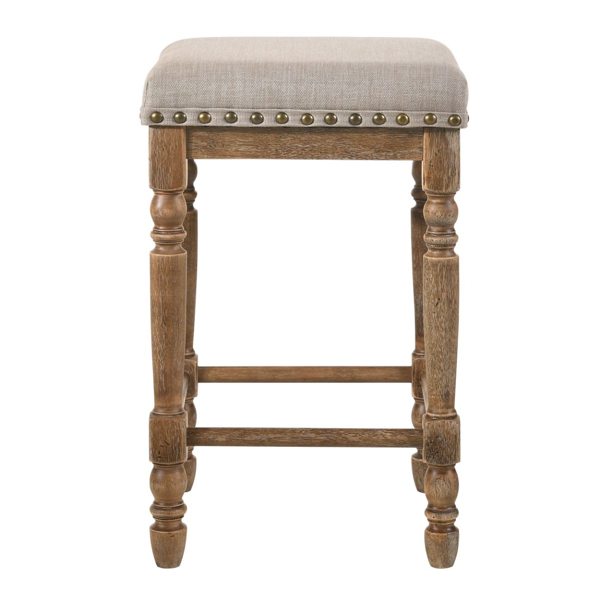 Farsiris - Counter Height Stool (Set of 2) - Beige Fabric & Weathered Oak, light brown, view 3