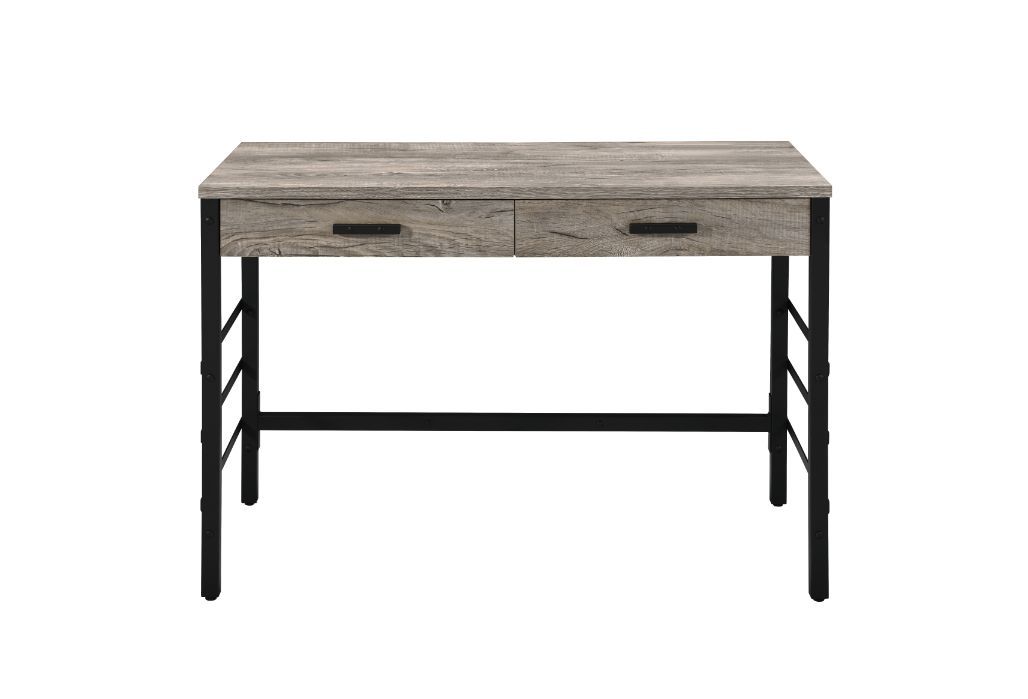 Disho - Writing Desk With USB - Light Weathered Oak & Black, dark gray, view 6