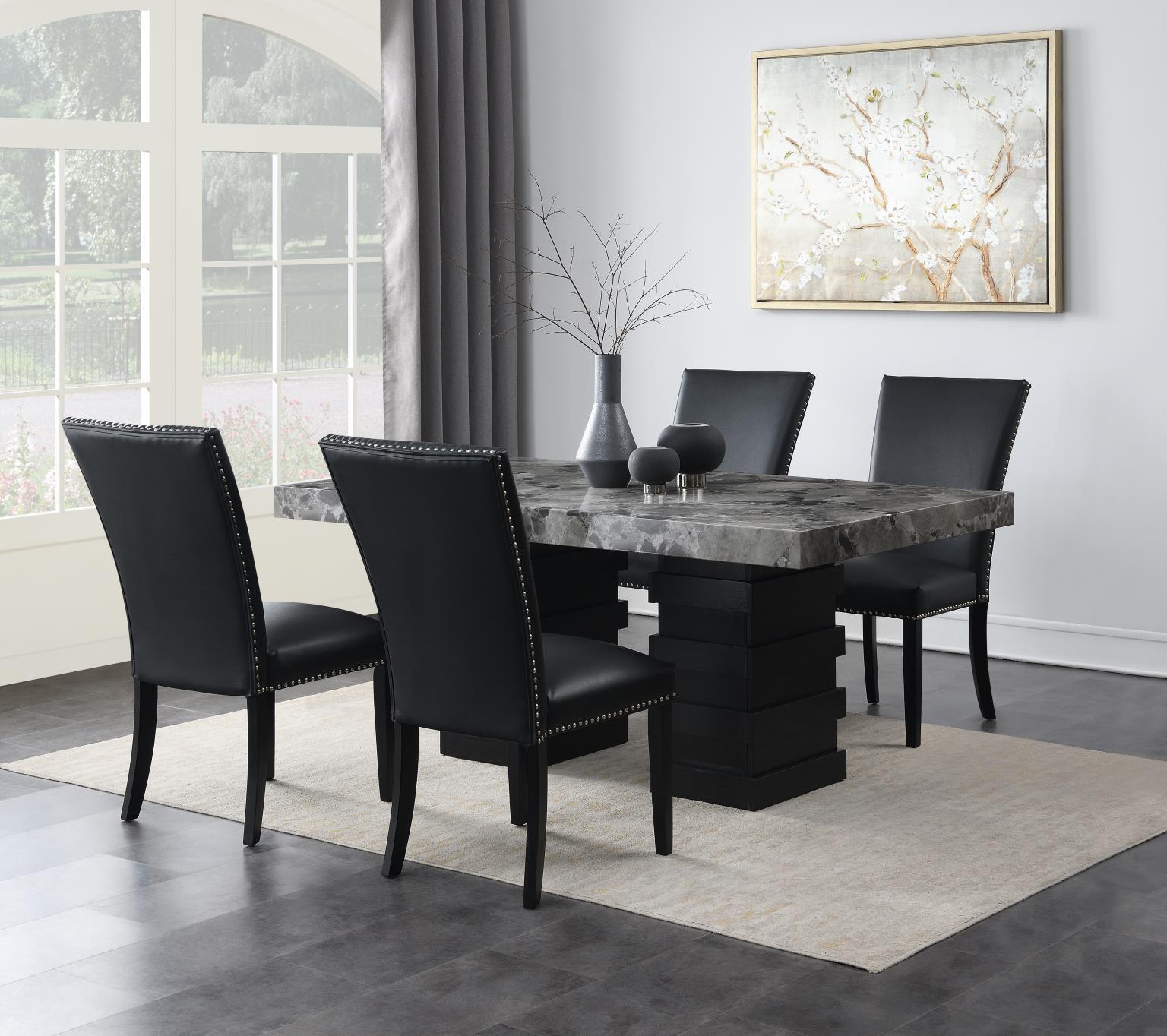 5 Pc · Table, 4 Faux Leather Chairs