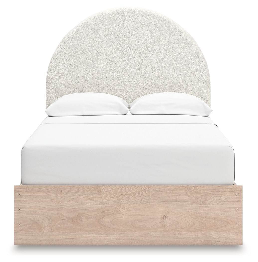 Ashley Furniture Arloster - Full Upholstered Panel Bed With Side Storage Unit - Tan / White - Image 7