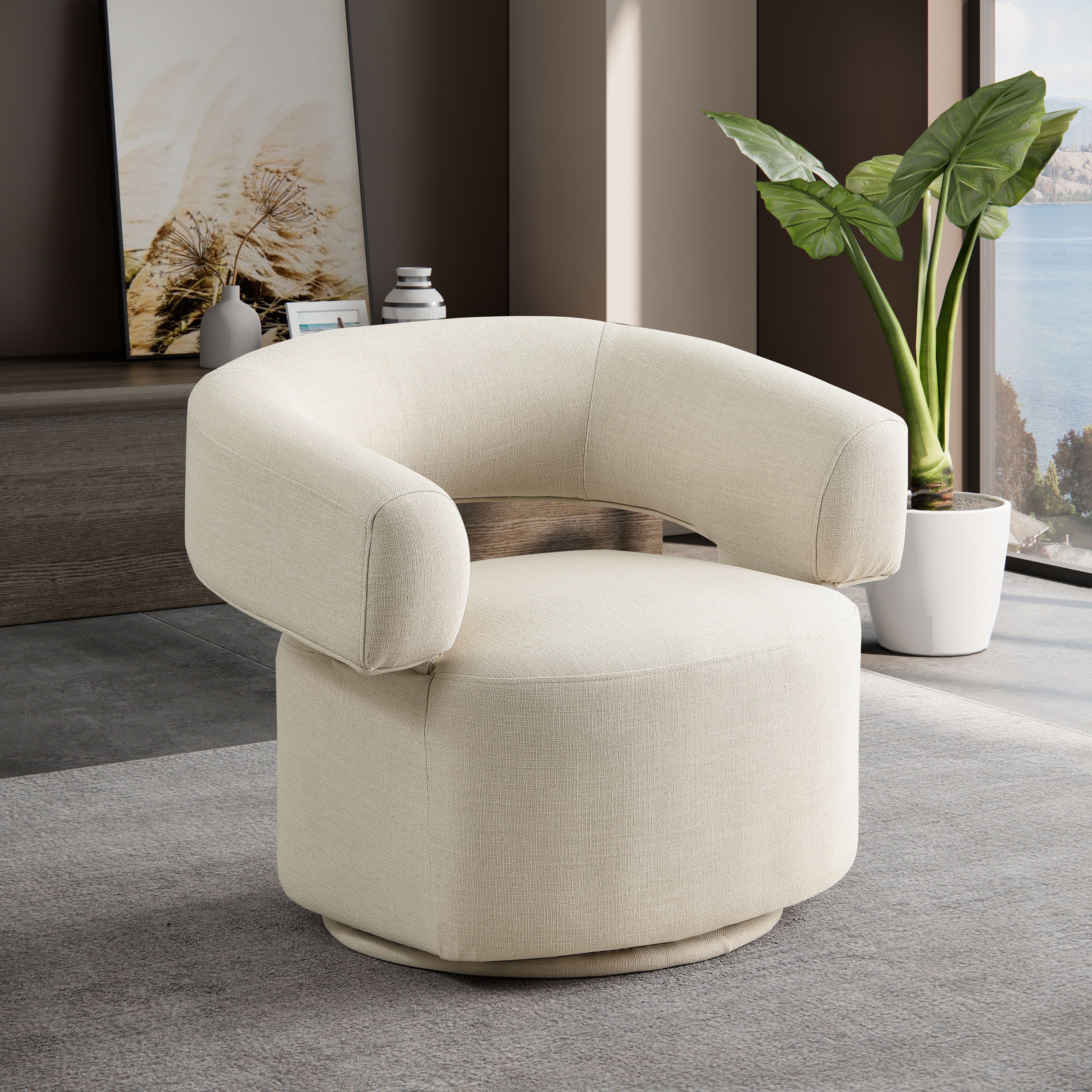 Niya - Swivel Accent Chair - Beige