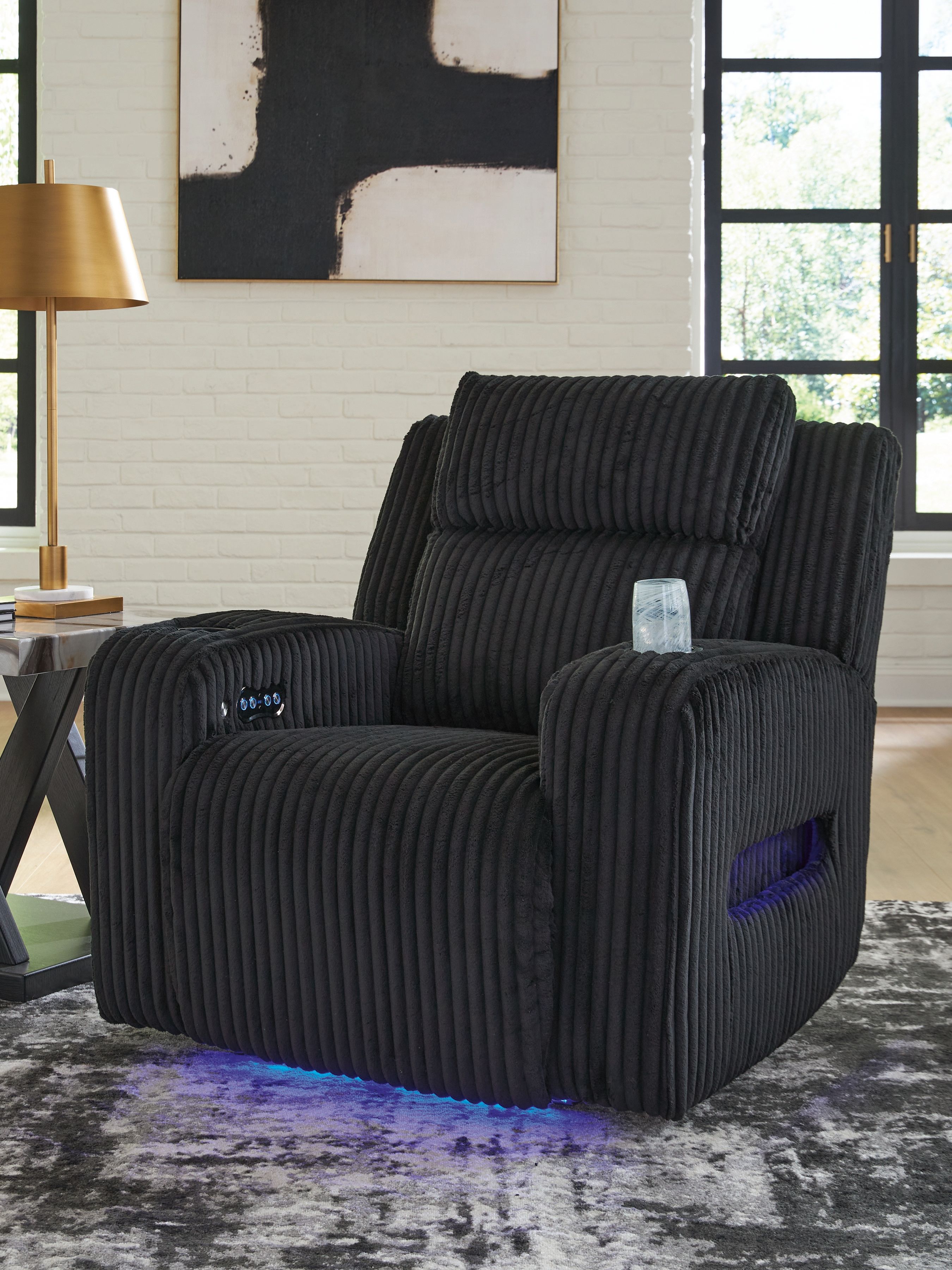 Ashley Furniture Forest Lake - Power Recliner With Adj Headrest - Black - Image 2