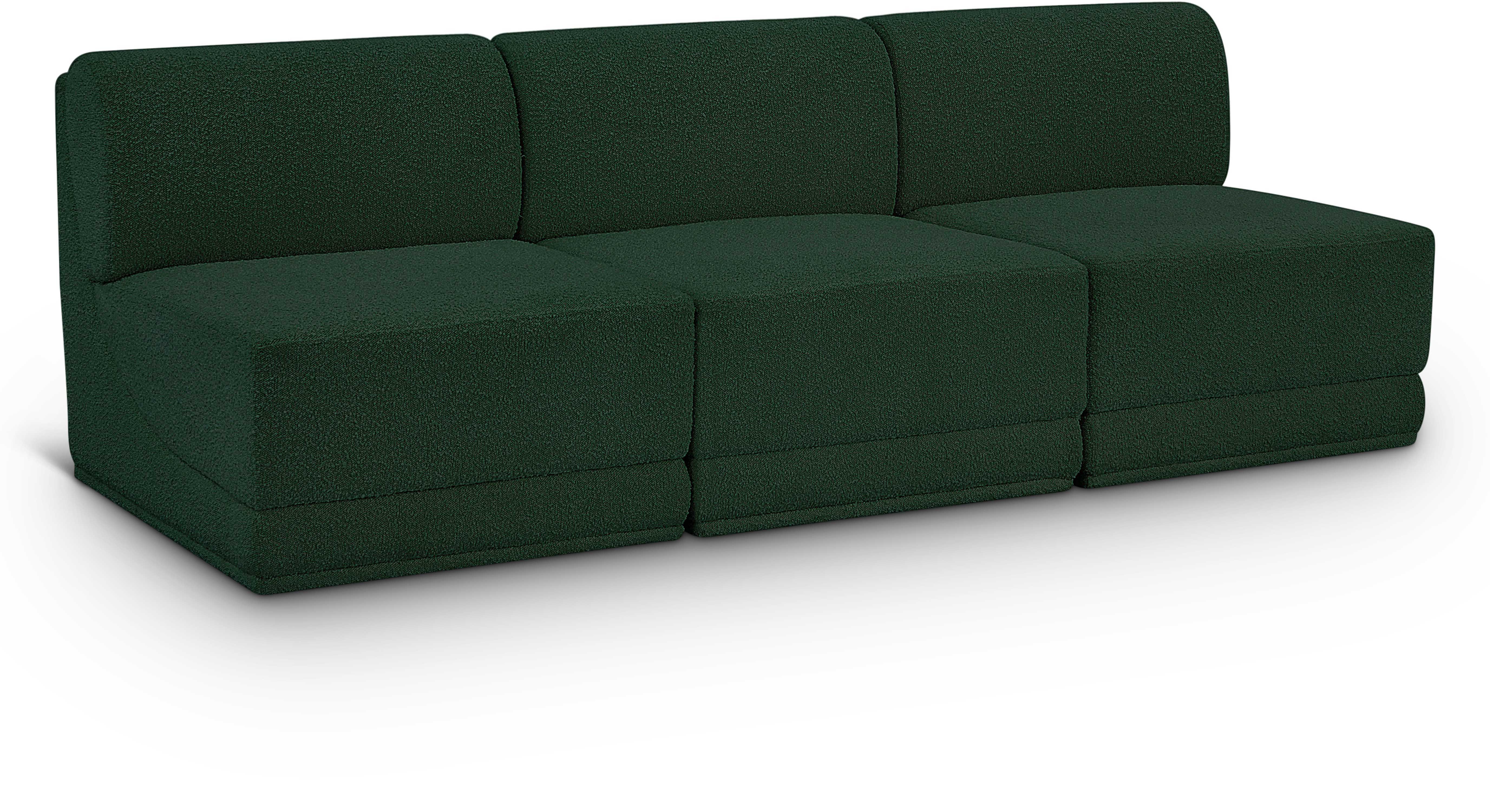 Ollie - 3 Seat Armless Modular Sofa - Green