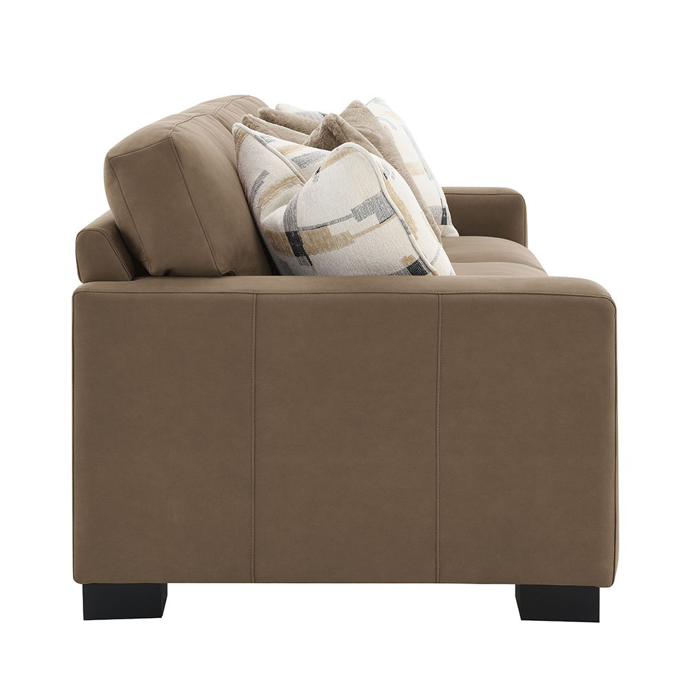 Darya - Sofa With 4 Pillows - Brown Suede Fabric, light brown, view 2