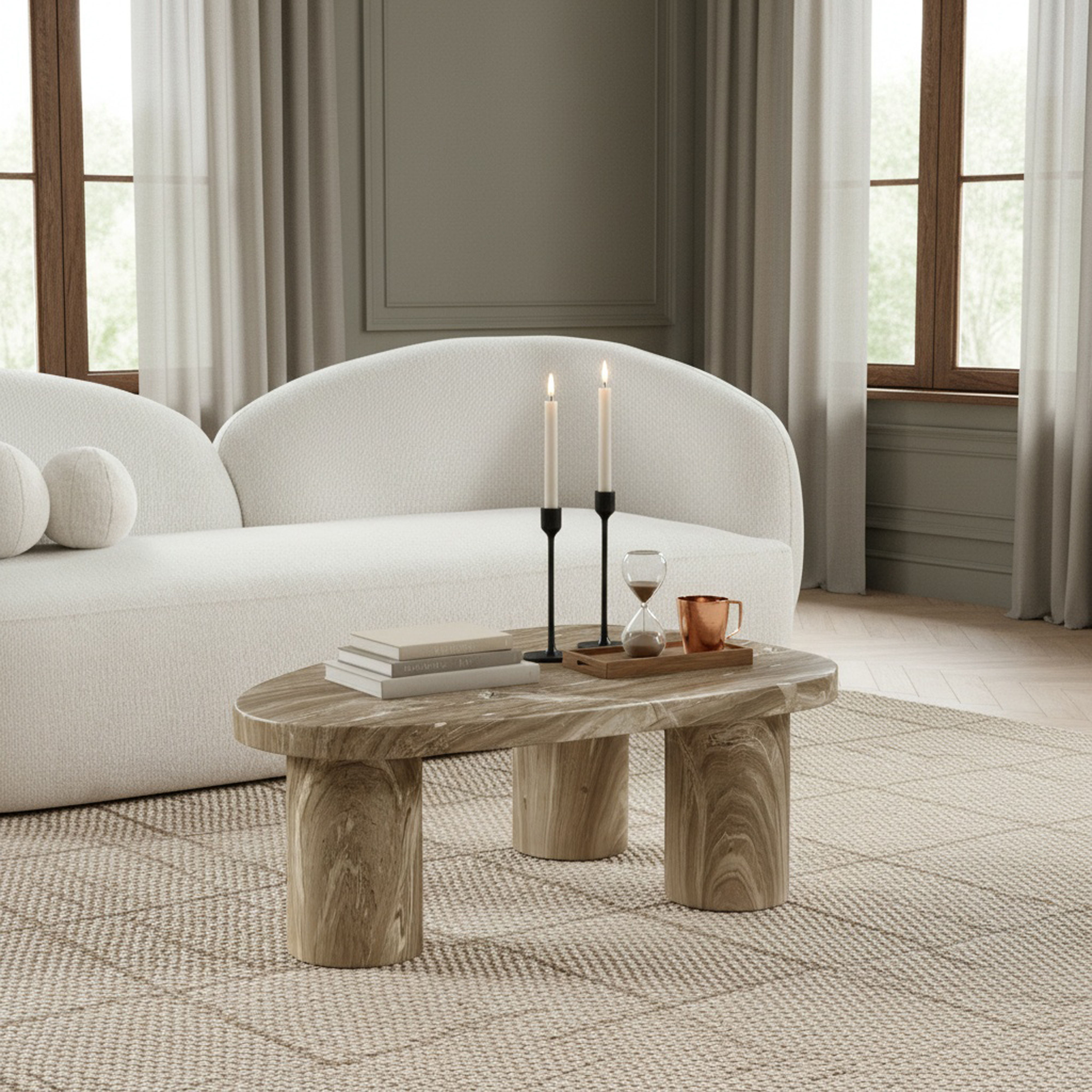 Teramo - 15" Concrete Indoor / Outdoor Coffee Table - Beige