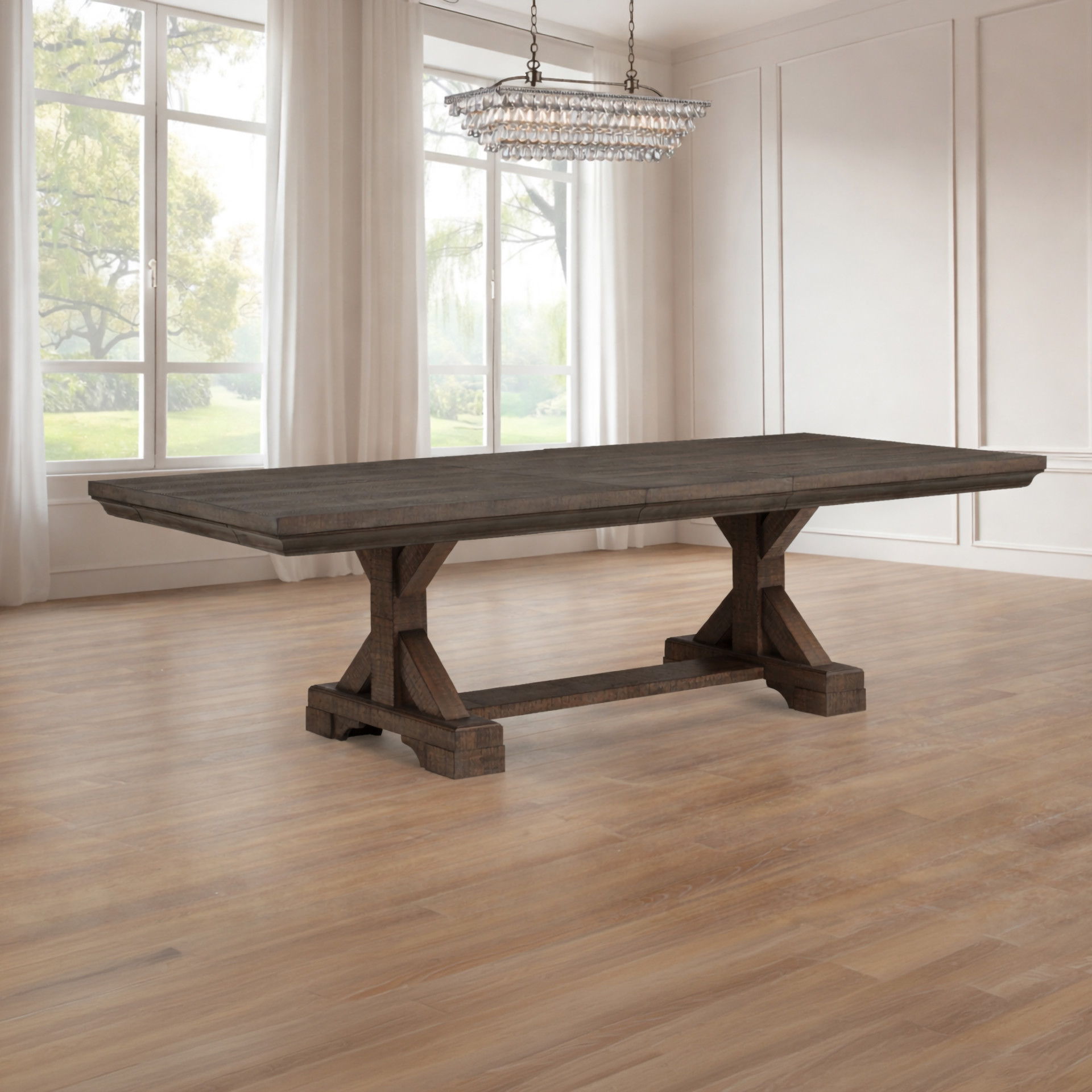 Augusta - Rectangle Dining Table - Rustic Brown, dark brown
