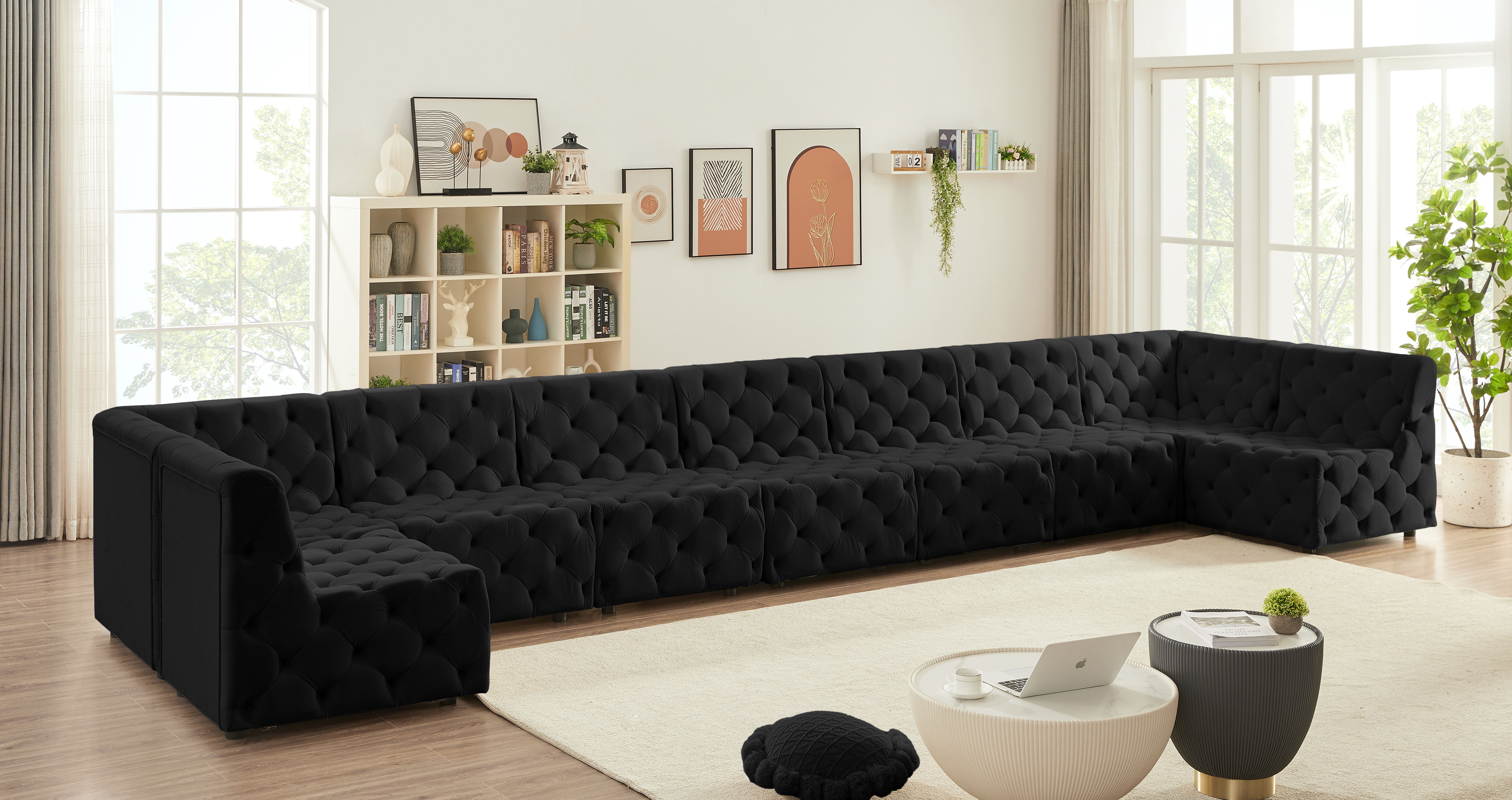 Tuft - 9 Piece Modular Sectional - Black