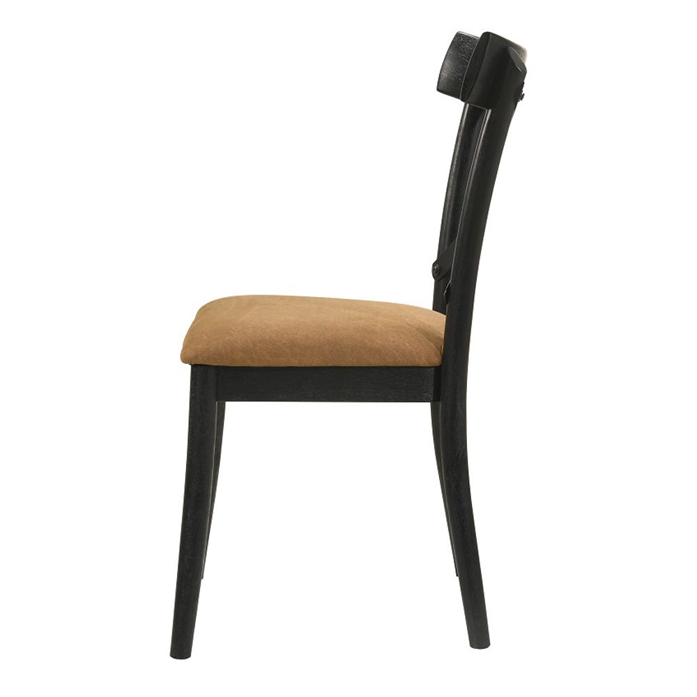 Hillary - Side Chair (Set of 2) - Brown Leather Aire, Walnut & Black, black, view 2