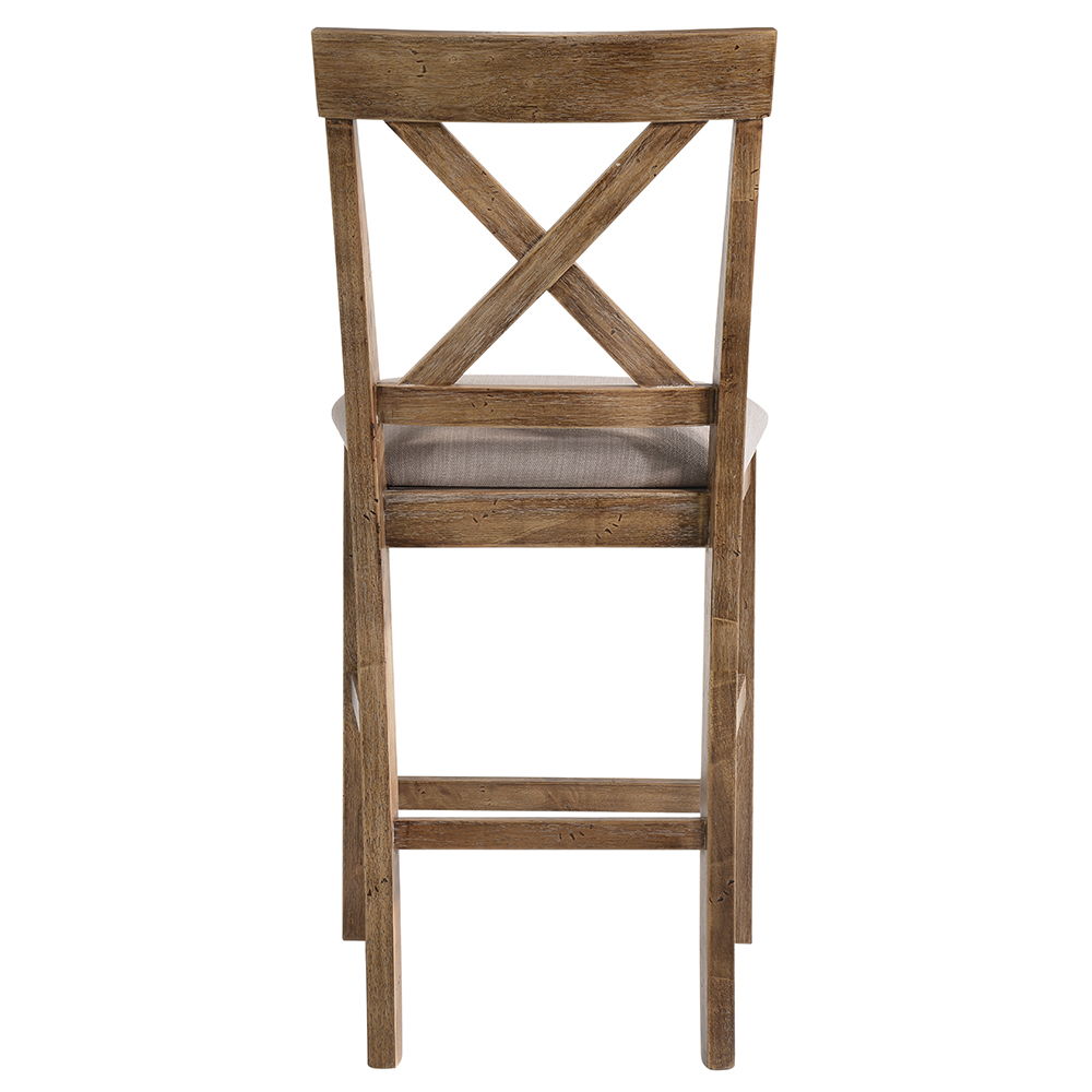 Martha II - Counter Height Chair (Set of 2) - Tan Linen & Weathered Oak, light brown, view 3