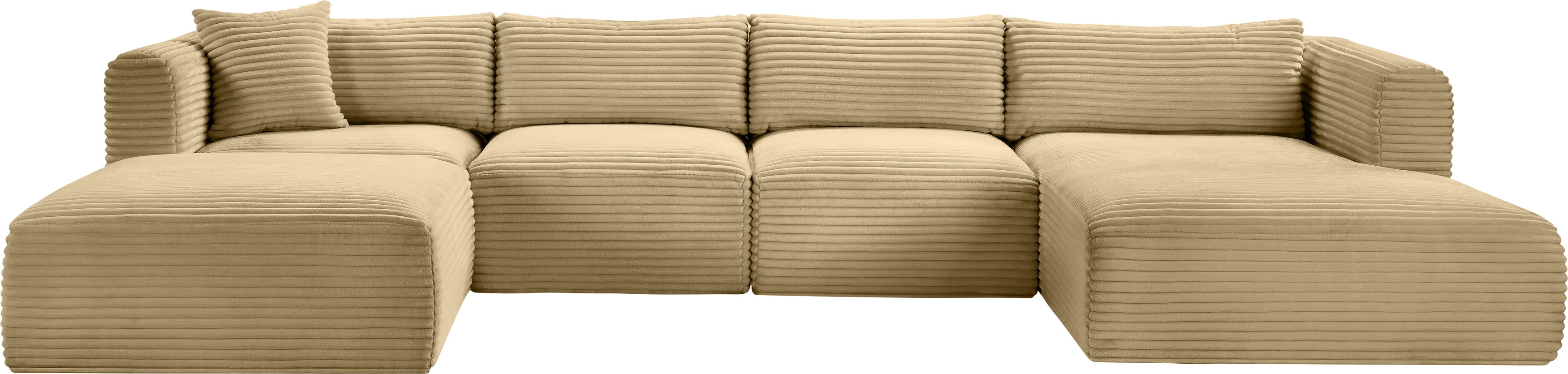 Shaggy - 5 Piece Modular Sectional With Chaise And Ottoman - Camel