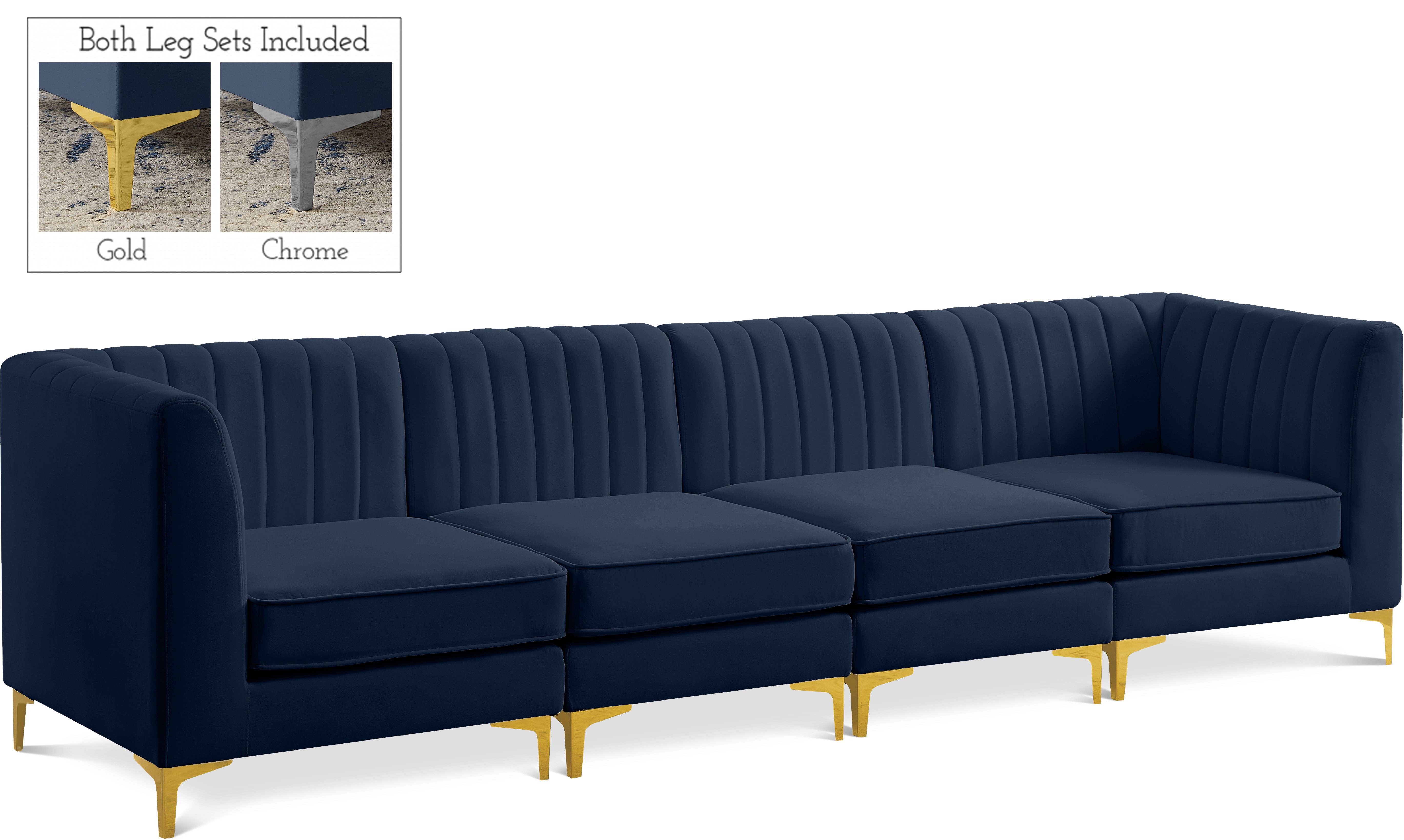 Alina - 4 Piece Modular Sectional - Navy