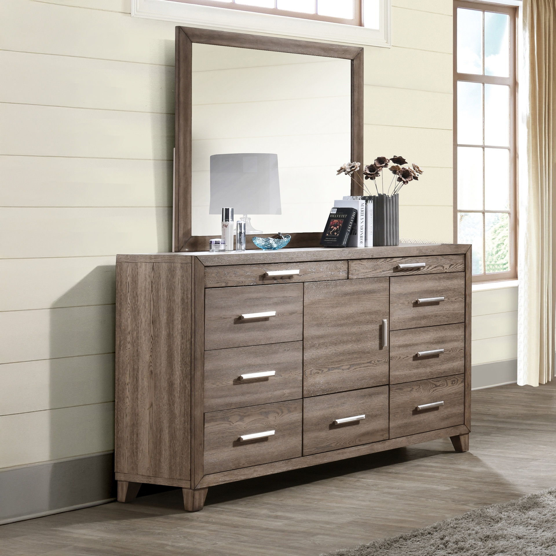 Harrisburg - Mirror - Walnut, light brown, view 7