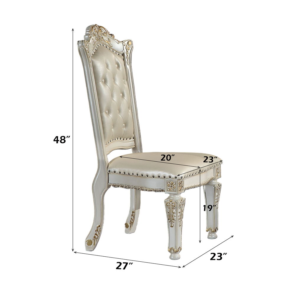 Vendome - Synthetic Leather Side Chair (Set of 2) - Antique Pearl, white, view 3