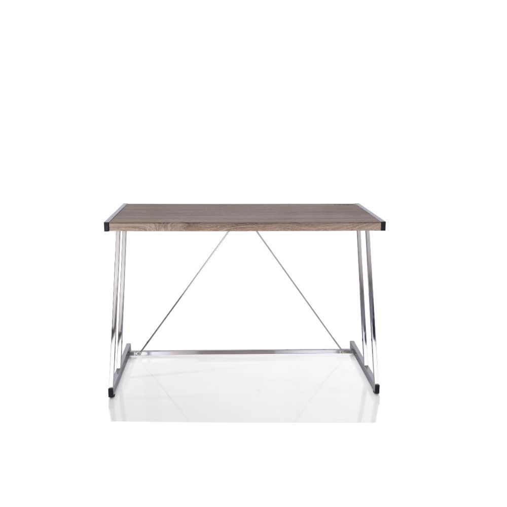 Finis - Writing Desk With USB - Weathered Oak & Chrome, silver, view 2