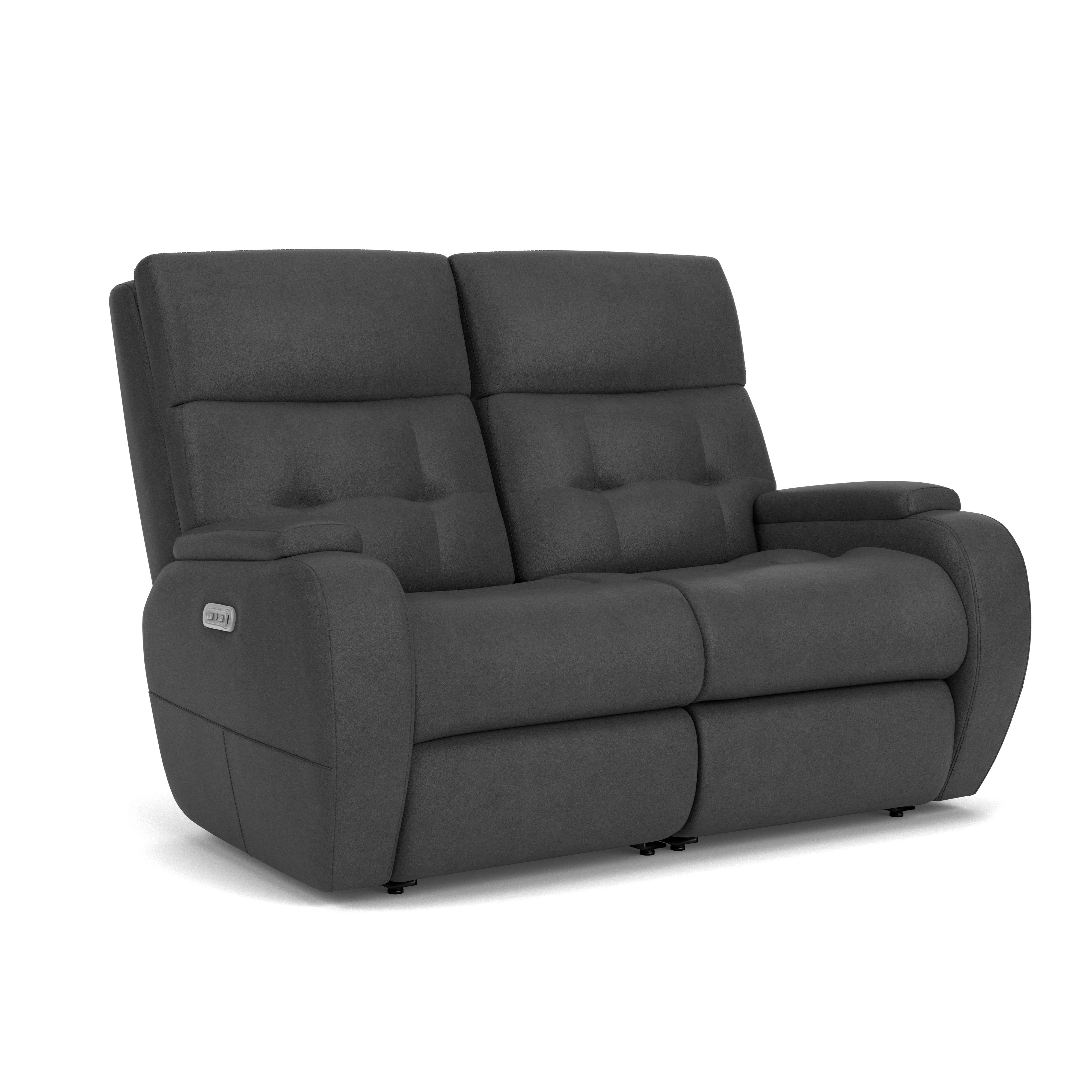 Strait - Leather Power Reclining Loveseat With Power Headrests, white, view 2