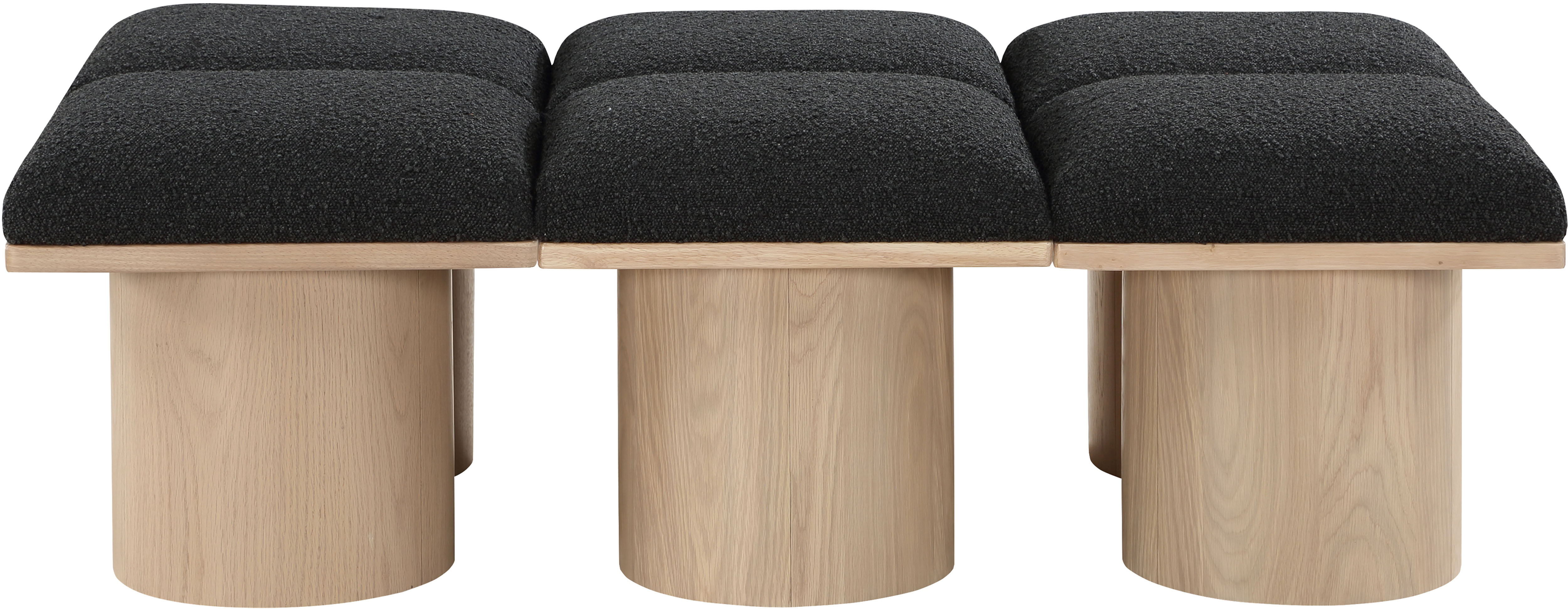Pavilion - 54" 6 Piece Modular Bench With Natural Base - Black