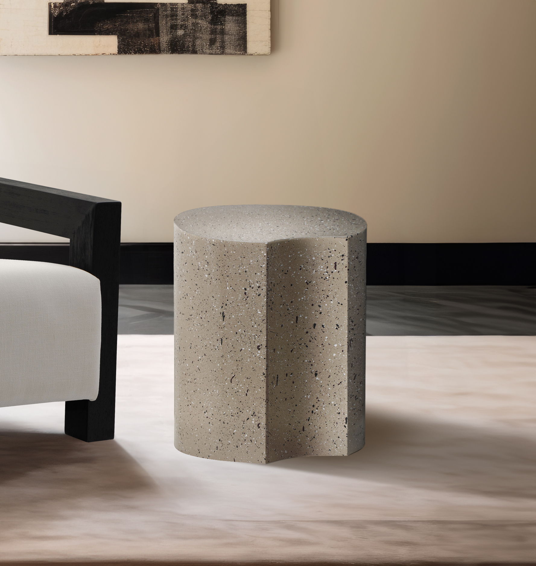 Dimple - 20" End Table - Taupe Terazzo