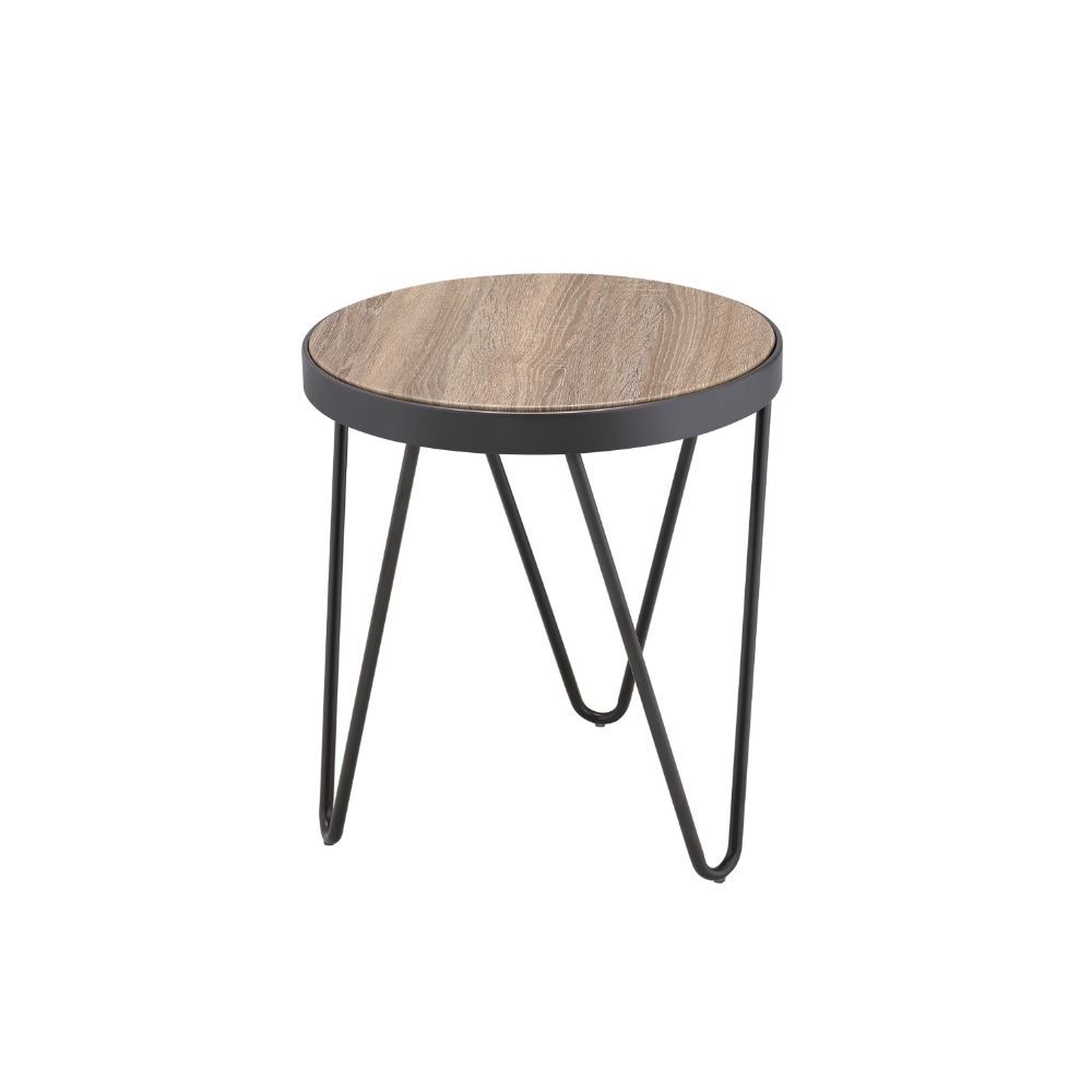 Bage - End Table - Weathered Gray Oak & Metal, light brown