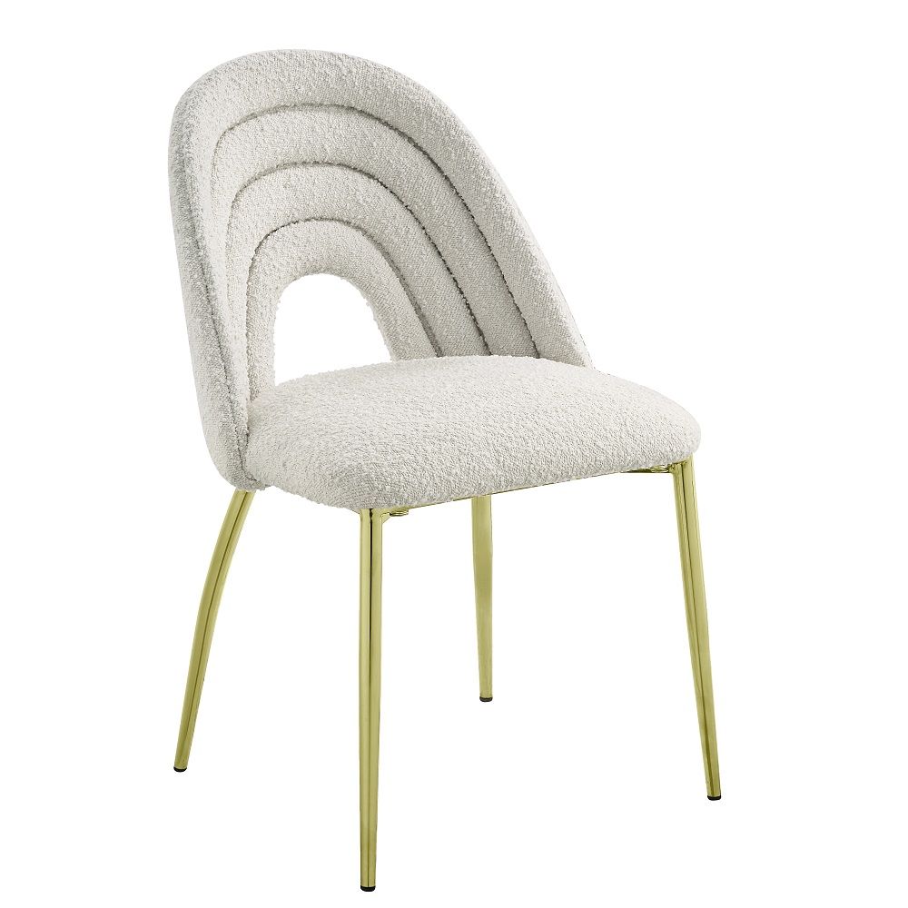 Fadri - Side Chair (Set of 2) - Teddy Sherpa & Mirrored Gold, white, view 2